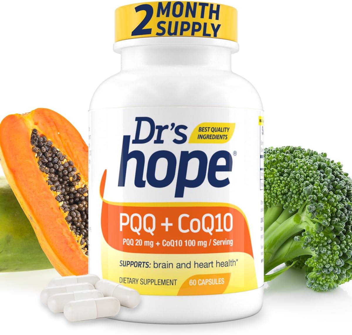 CoQ10 100mg + PQQ Supplement 20mg - Coenzyme Q10 with PQQ to Support Heart & Brain Health - Made in USA Backed by 30+ Years of Trust - GMP Certified & Non-GMO - 2 Month Supply