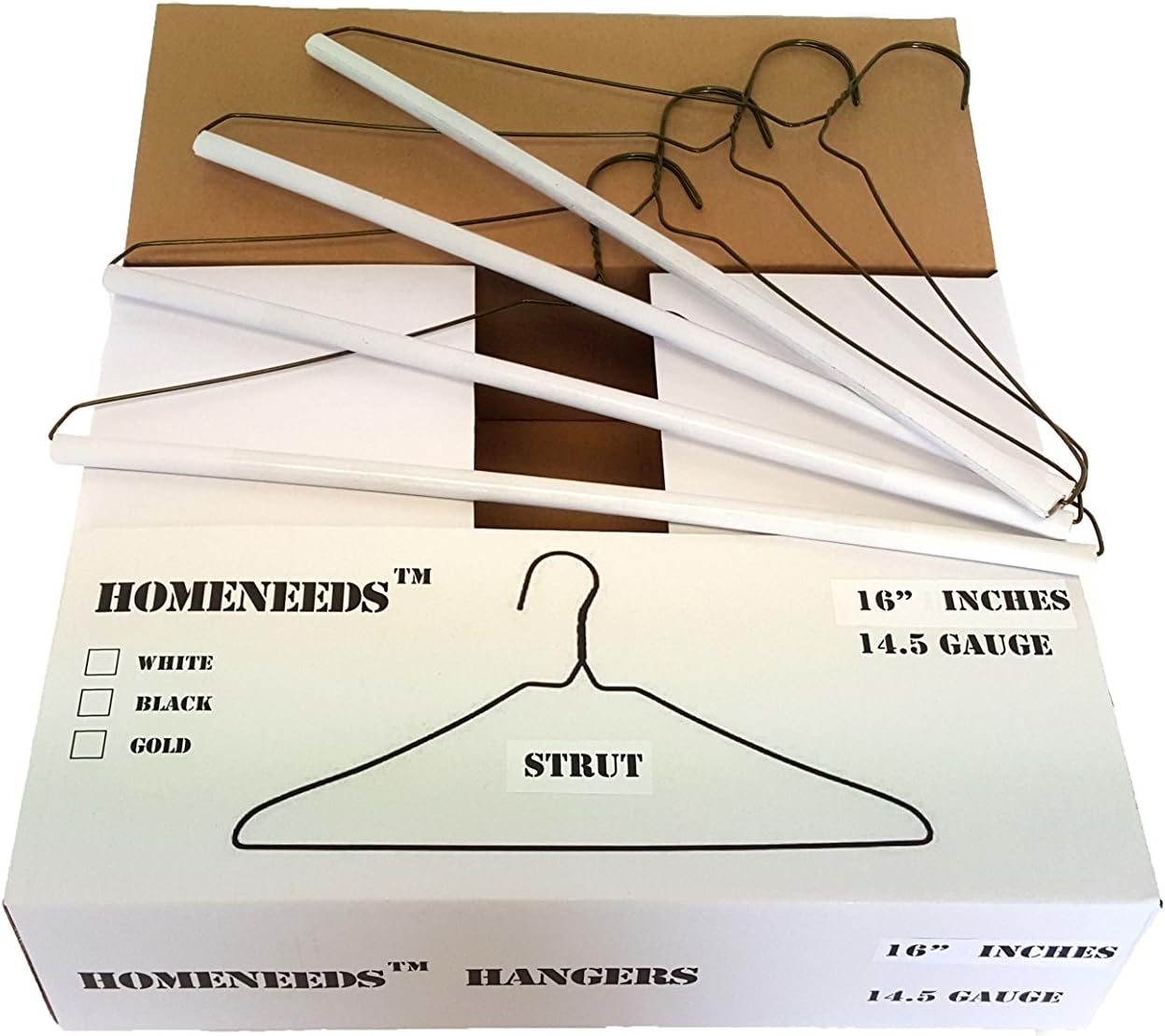 Homeneeds 16" Inch Strut Hanger 14.5 Guage - Gold, for Dry Cleaners or Home (40)