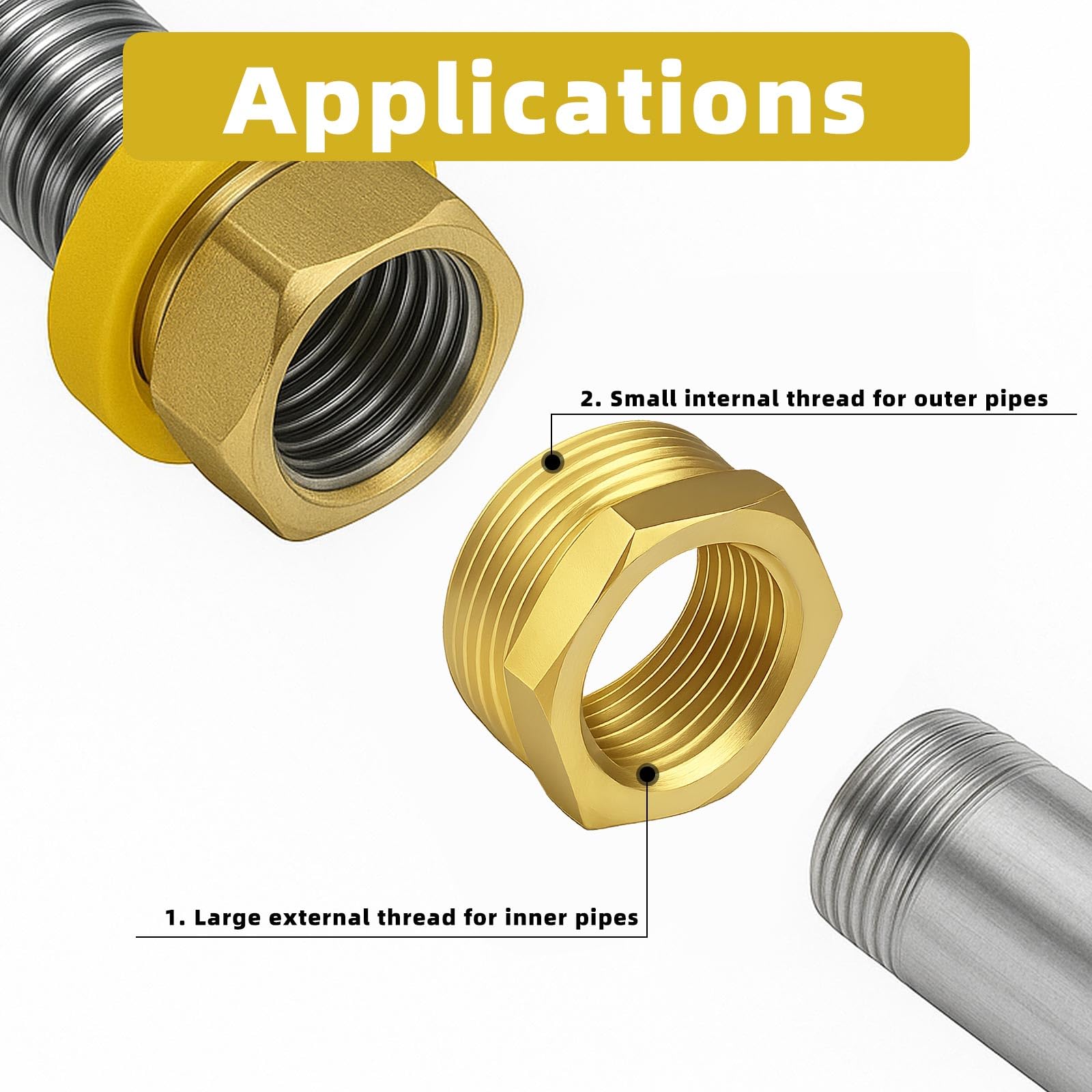 Boeray 2pcs 1-2 Inch NPT Male To 1-4 Inch NPT Female Reducer Brass Pipe Hose Tube Fitting