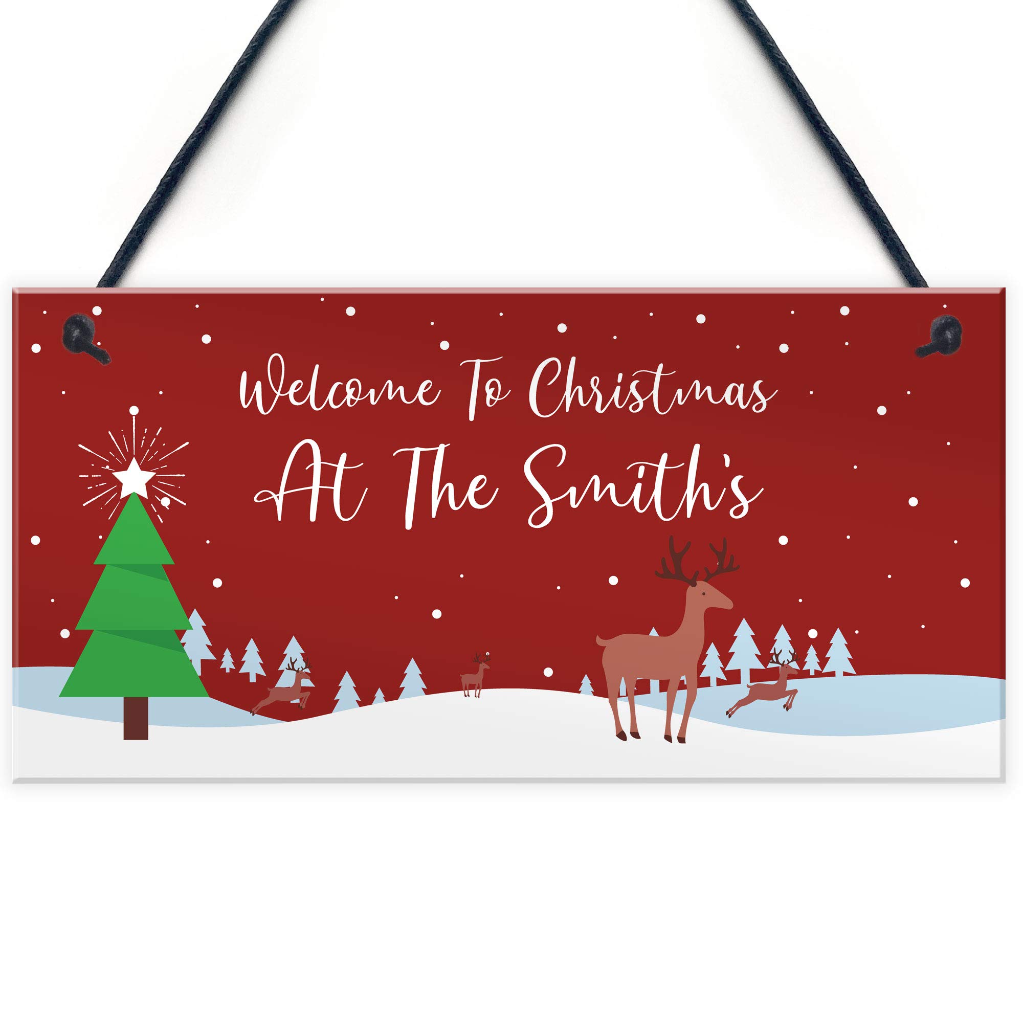 RED OCEAN Personalised Christmas At The ANY NAME Sign Christmas Decoration
