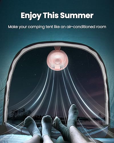 Miniatura 8 de GAIATOP Pequeño ventilador portátil, ventilador oscilante para cochecito de bebé, 4000 mAh, funciona con pilas, mini ventilador de escritorio de