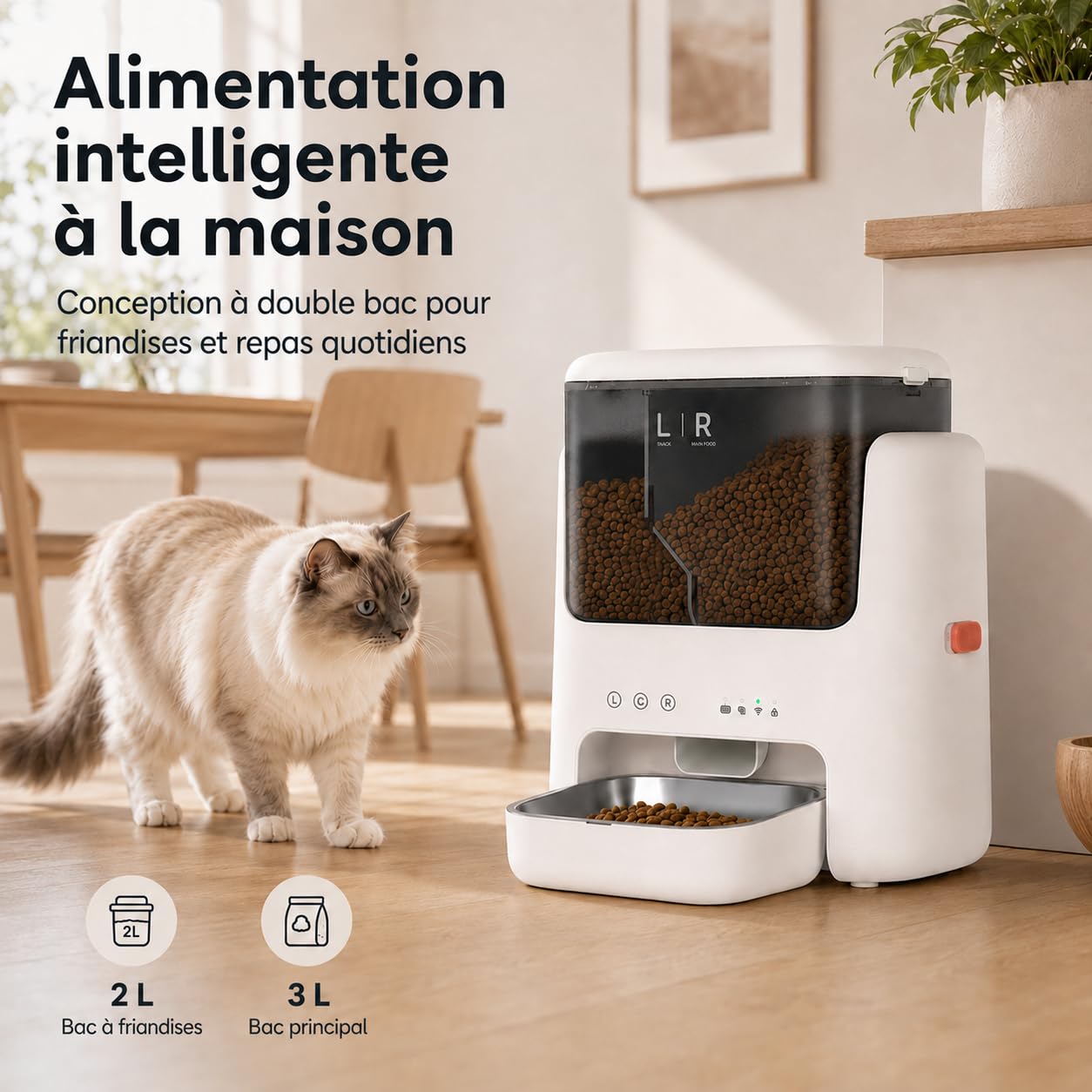 Distributeur Intelligent Chat pour croquettes et friandises sèches