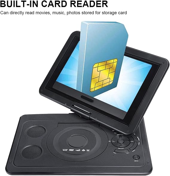 DVD Player with TV Function, Builtin Card Reader Portable EVD Player for AVI/EVD/DVD/SVCD (US Plug)