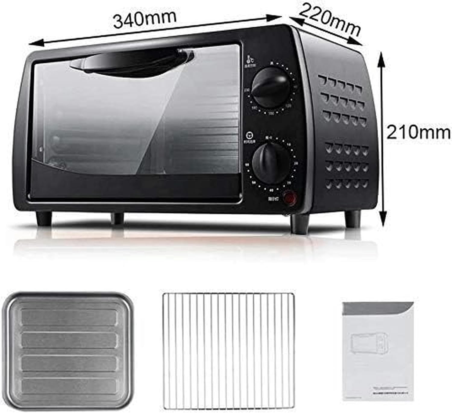 Multifunction Oven, Mini Convection Oven for Countertop, Baking Configuration, Roasting and Roasting, Includes Baking Sheet, Baking Grid (Black)