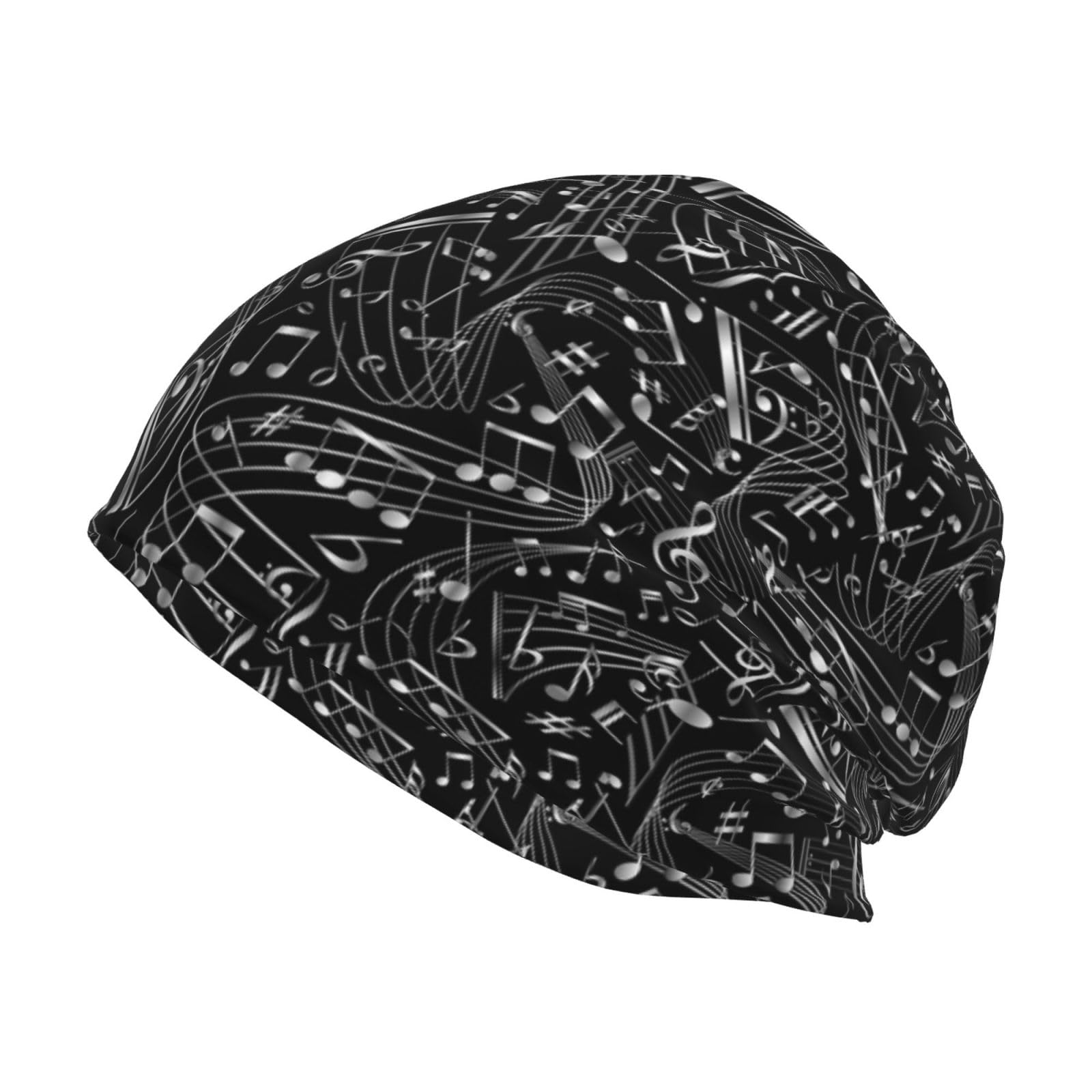 Hnnkloy Music Notes Black,Polyester Knitted Hat Skull Cap Balaclava Running Hat Slouchy Beanie Hat