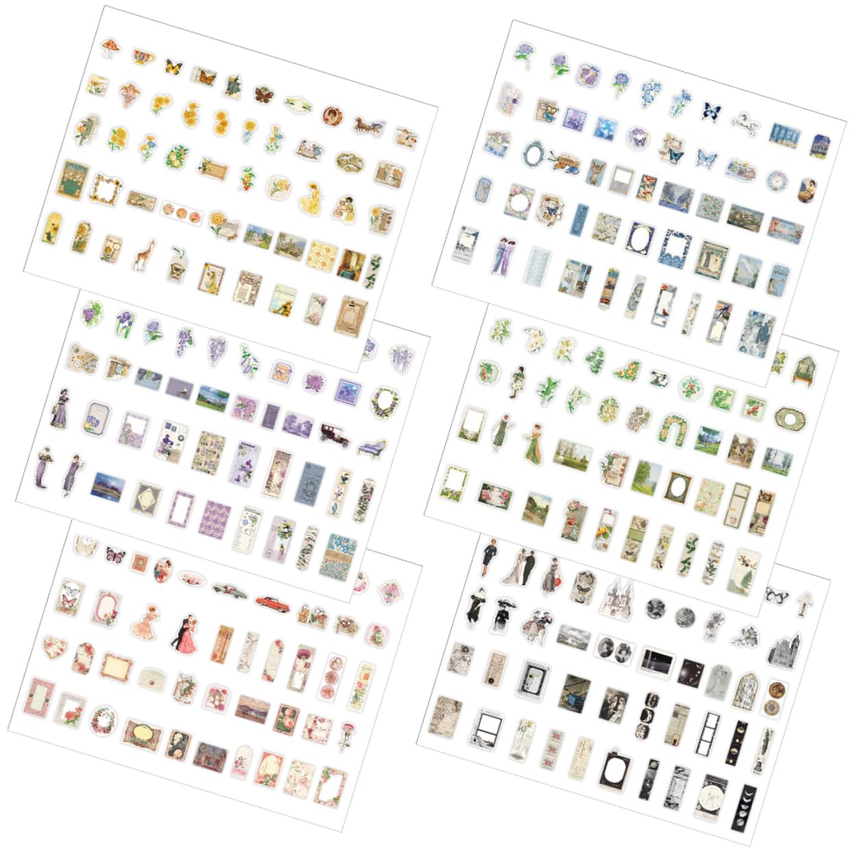 1200blätter Vintage Scrapbook Aufkleber Handgemachte Dekorative Papier Sticker Für Scrapbooking Tagebuch Und Fotoalben Für Kreative Projekte