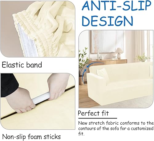 Miniatura 4 de HDCAXKJ Fundas de terciopelo de lujo para sofá modular en forma de L, funda elástica suave y gruesa en forma de U, juego de fundas de sofá para sala