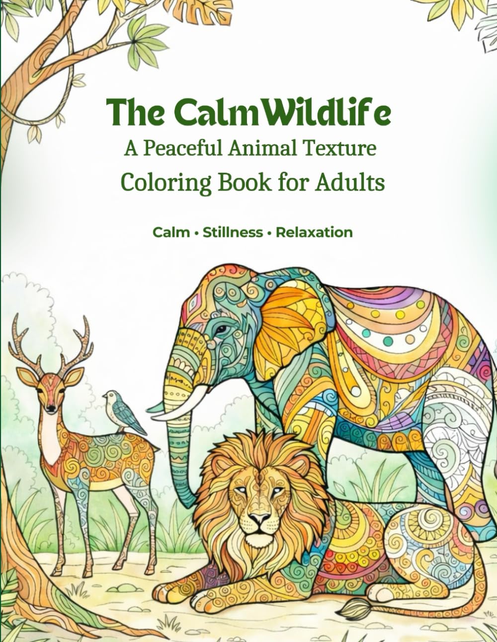 The Calm Wildlife: A Peaceful Animal Texture Coloring Book for Adults