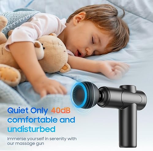 Miniatura 4 de Mini pistola de masaje  Pequeña pistola de masaje con 8 cabezales de masaje y estuche de almacenamiento, pistolas portátiles de masaje de tejido