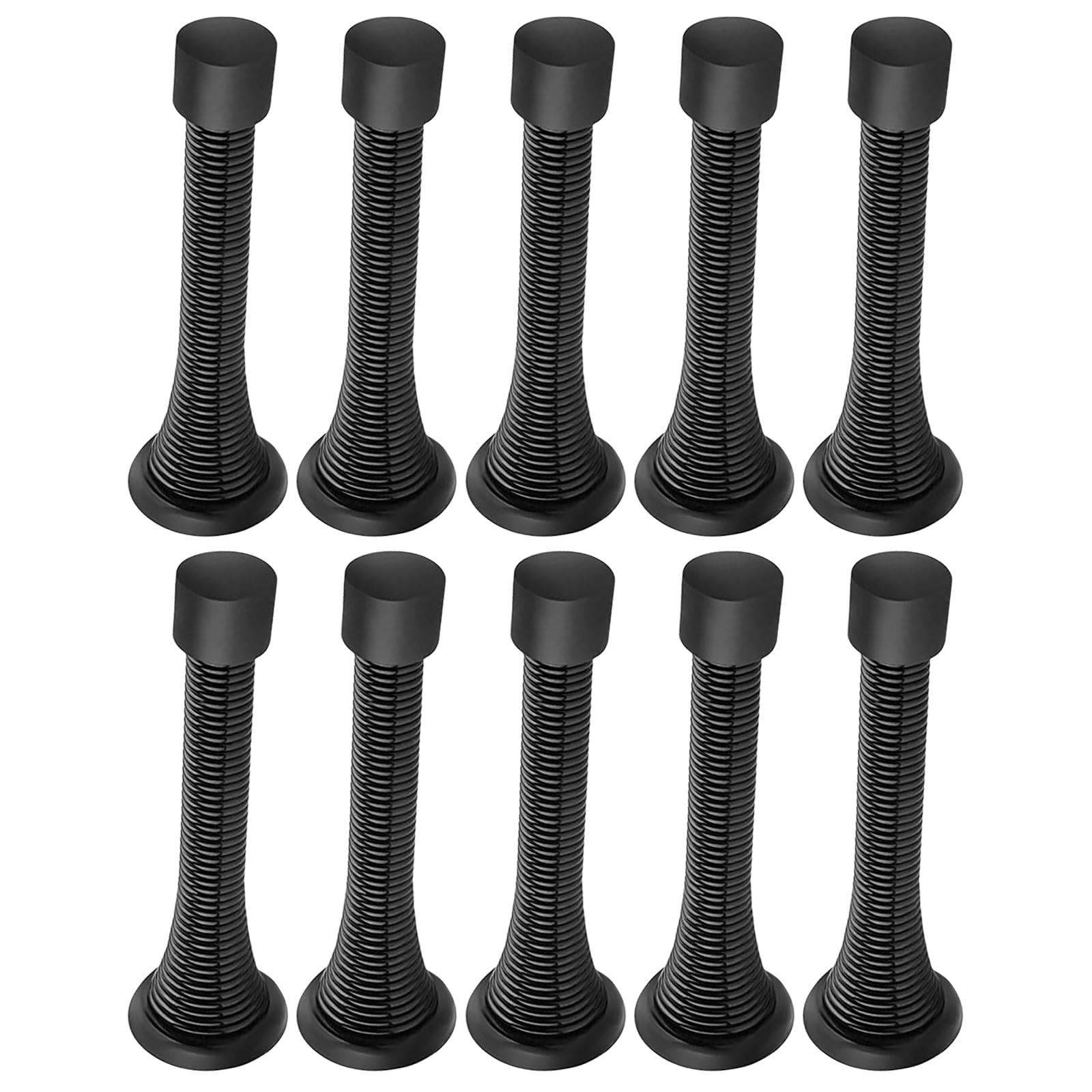 10Pcs Wall Mounted Spring Door Stops with Rubber Bumper Tip Flexible Heavy Duty Spring Door Stoppers Bumper Low Mounted for Homes