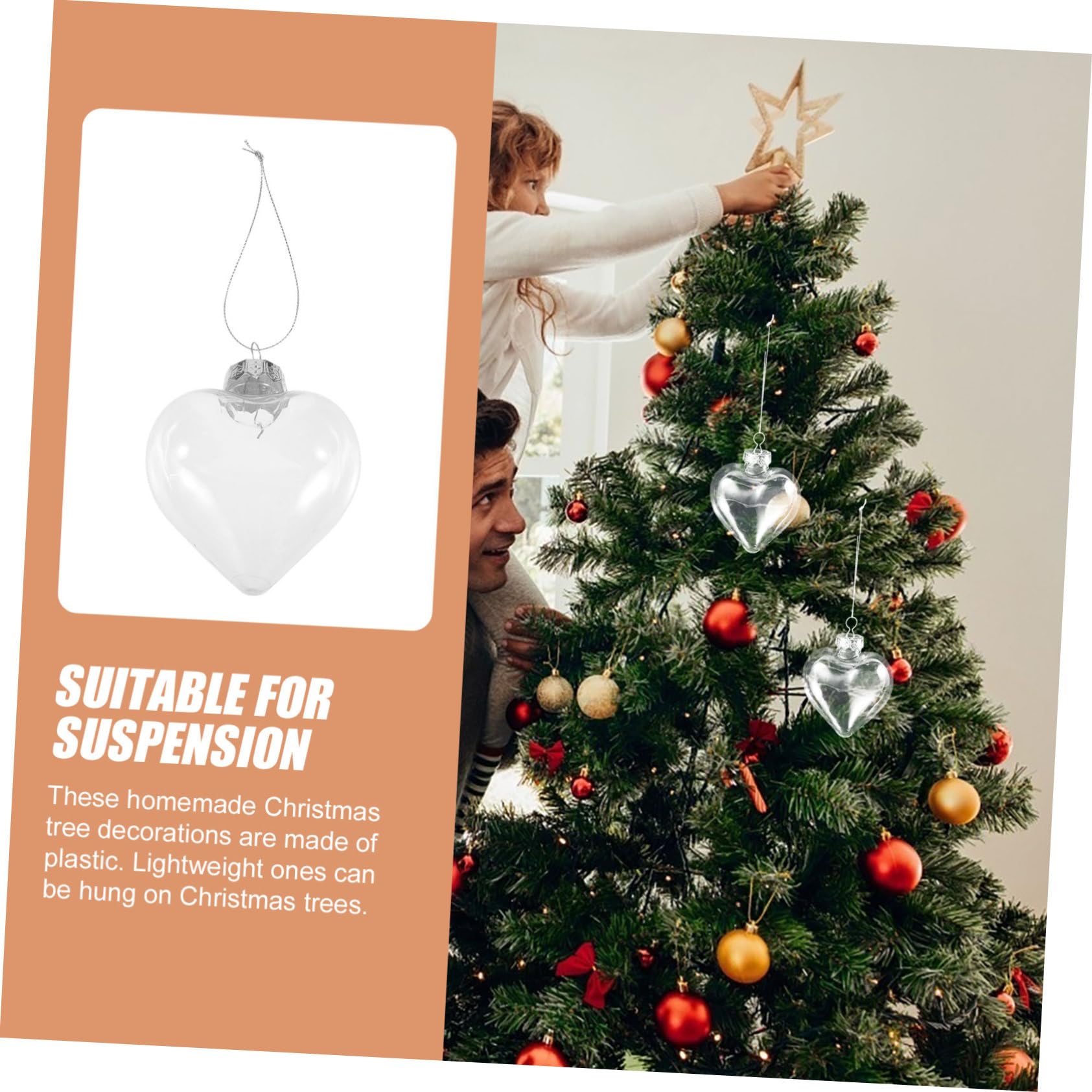 Didiseaon 16pezzi Palline Trasparenti di Plastica da Palline di Natale Riempibili Decorazioni per Alberi di Natale e Feste Pendenti Fai da Te per Finestre e Alberi