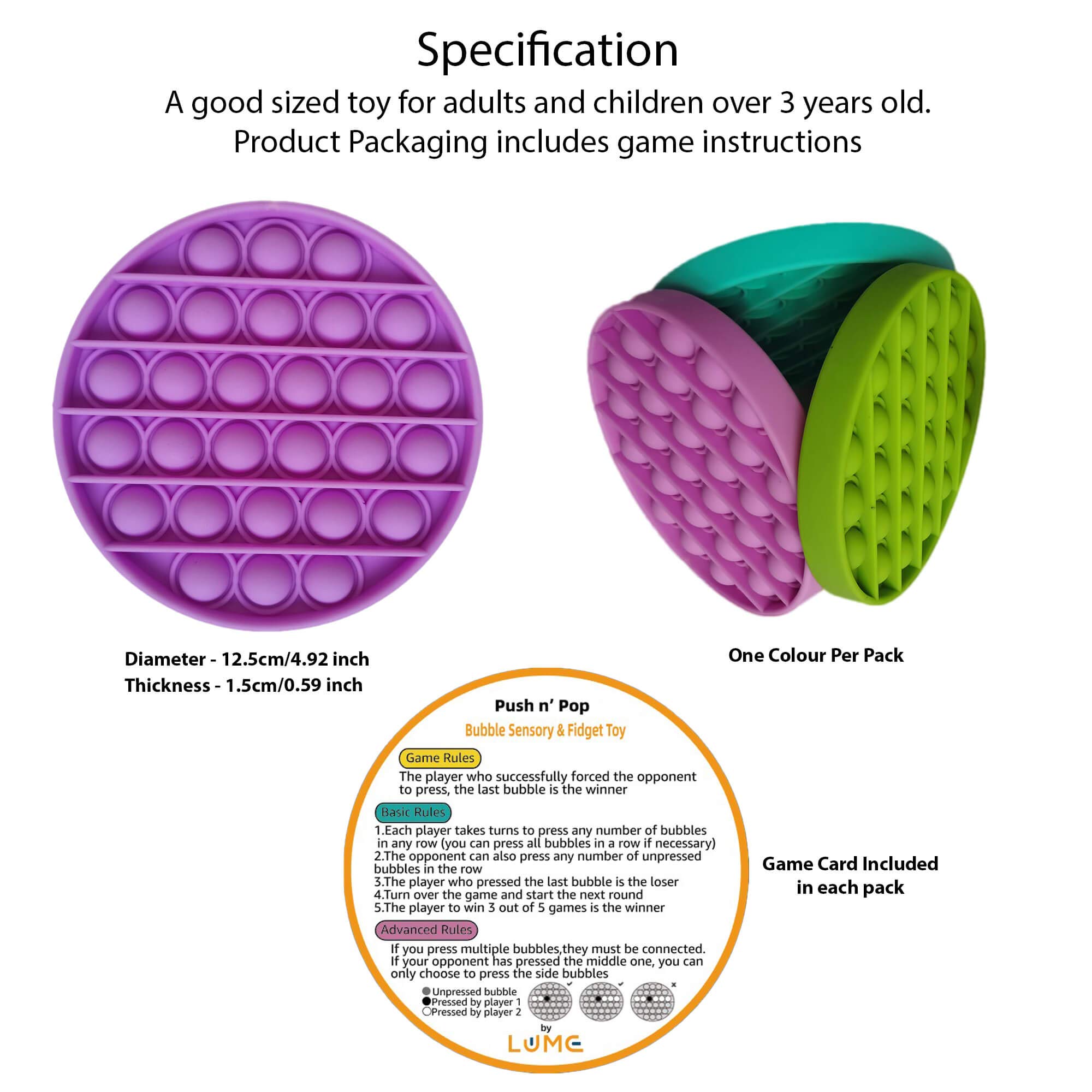 Lume UK | Push Pops It Fidget Toy, Pop Push Bubble Toy for Anxiety, Sensory  Toys for Autism, Stress Relief Toys, Helps Reduce Fidgeting, Squishy & Good  for Kids and Adults (Purple) -