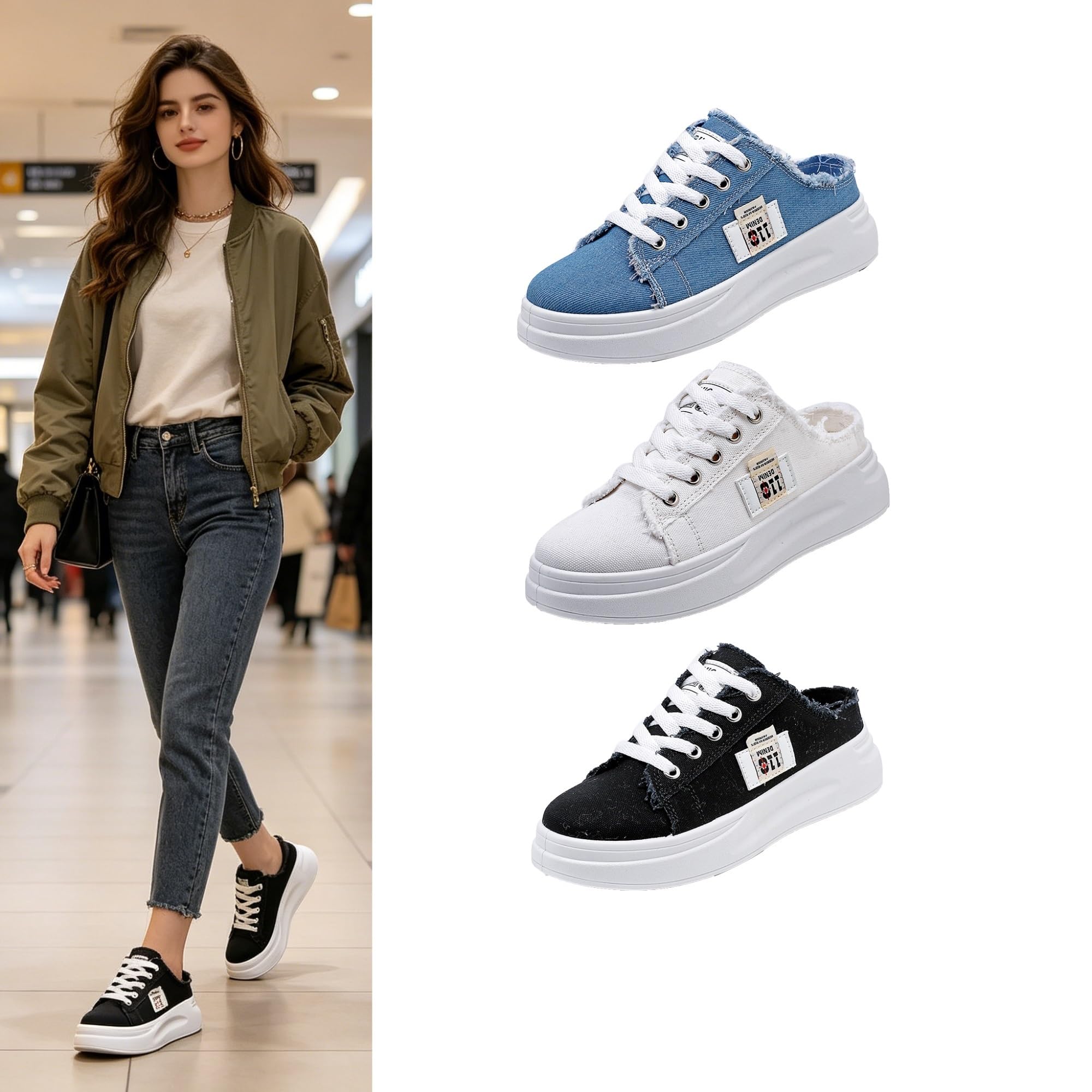 Damskie buty z płótna, buty typu sneakers z niskim topem, buty na platformie, płaskie buty, wygodne buty robocze do codziennego użytku, swobodne