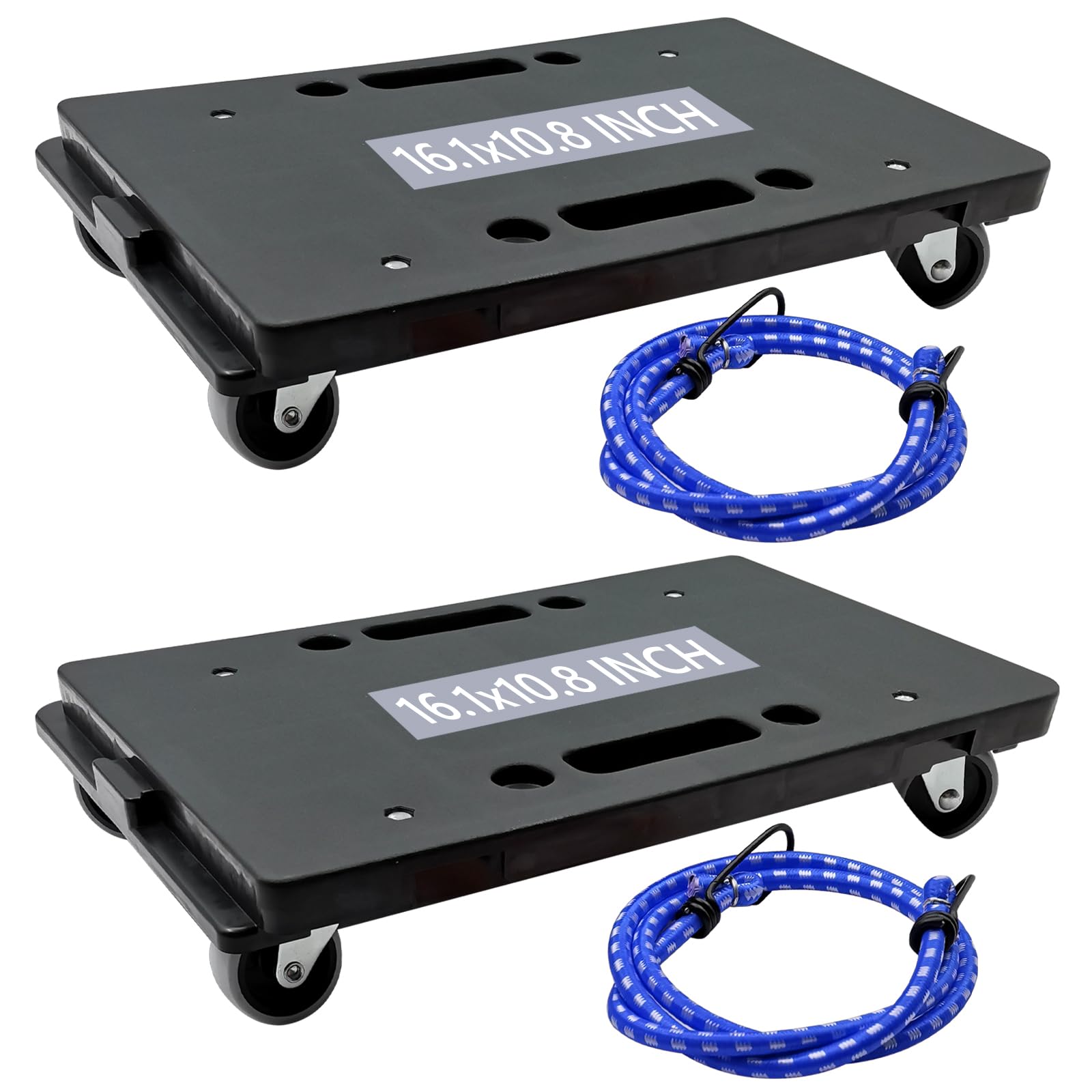 Furniture Dolly, 2 Packs Furniture Movers with 4 Wheels Heavy Duty Flat Dolly for Moving Furnitures 440lbs Capacity Interlocking Design Dolly Cart (2, Black)