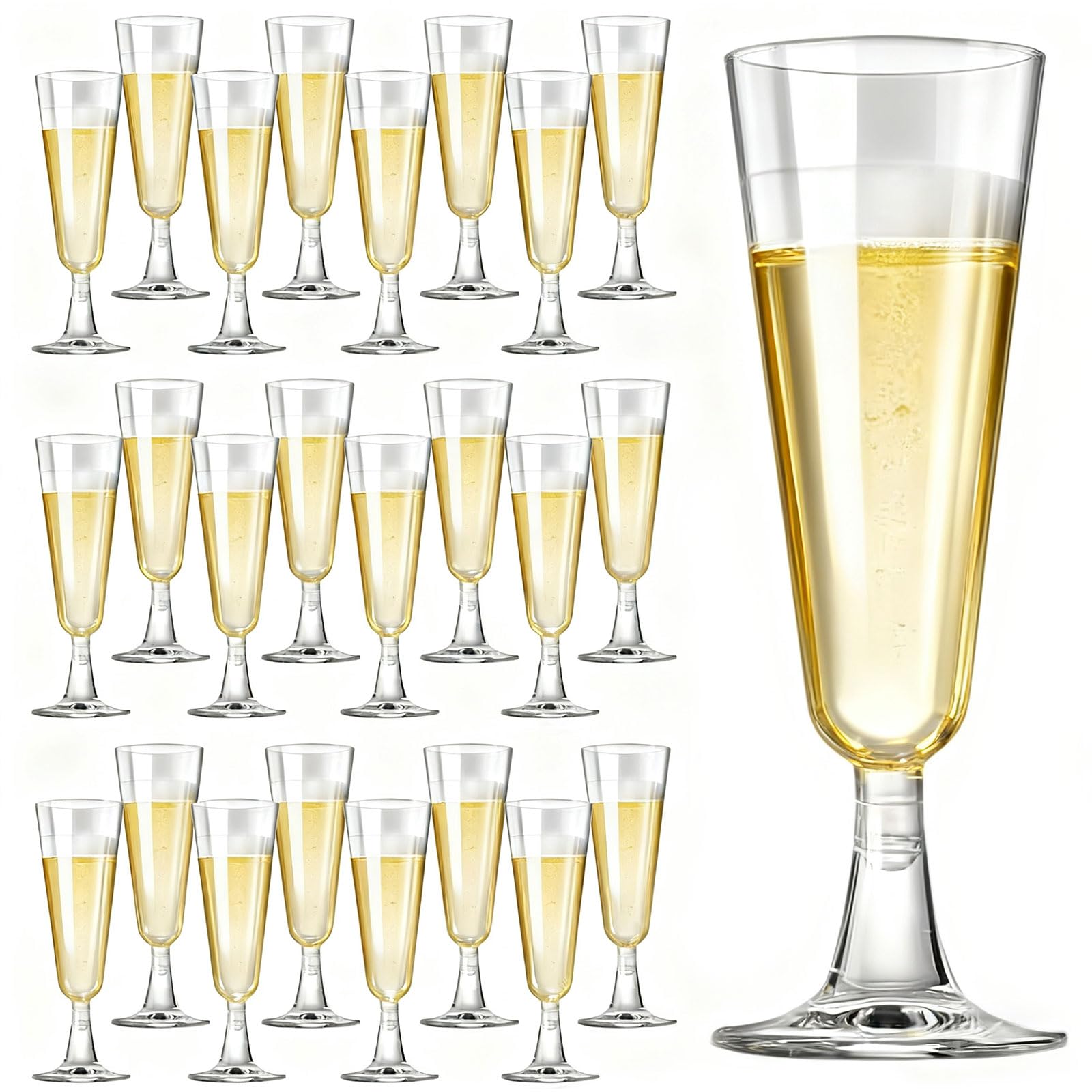 50-Pack Champagne Flutes – 150ml Reusable Clear PP Champagne Glasses