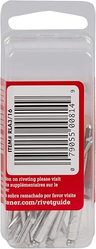 Miniatura 5 de Arrow RLA3/16 Remaches largos de aluminio de 3/16 pulgadas, paquete de 12, gris