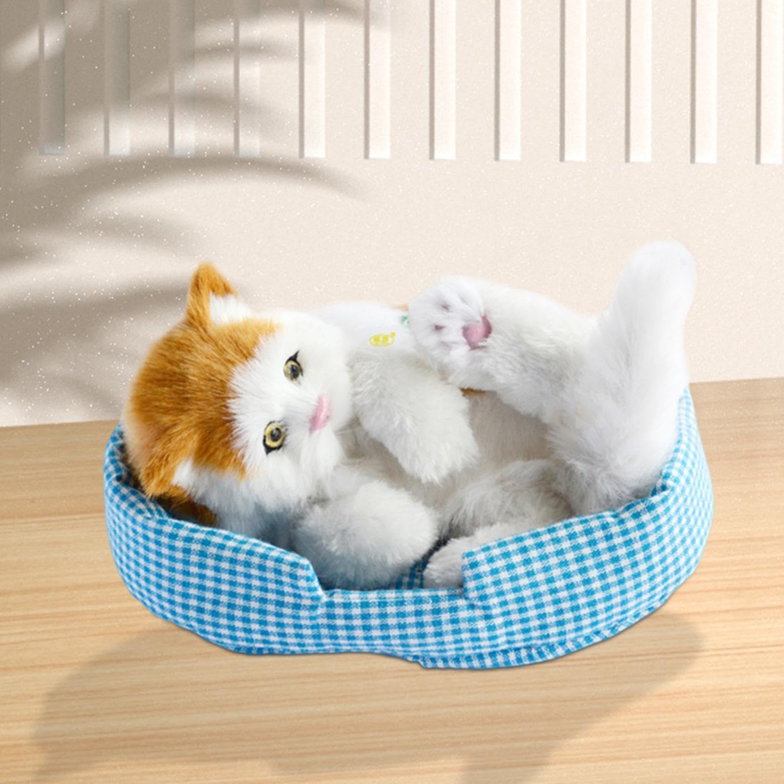 Simulazione Bellissimo Gatto Che Gatti Giocattolo Gatti Che Dormono su Tappetino Regalo Mini Versatile in Tappetino per Animali Decorazi, Testa Orange Cat