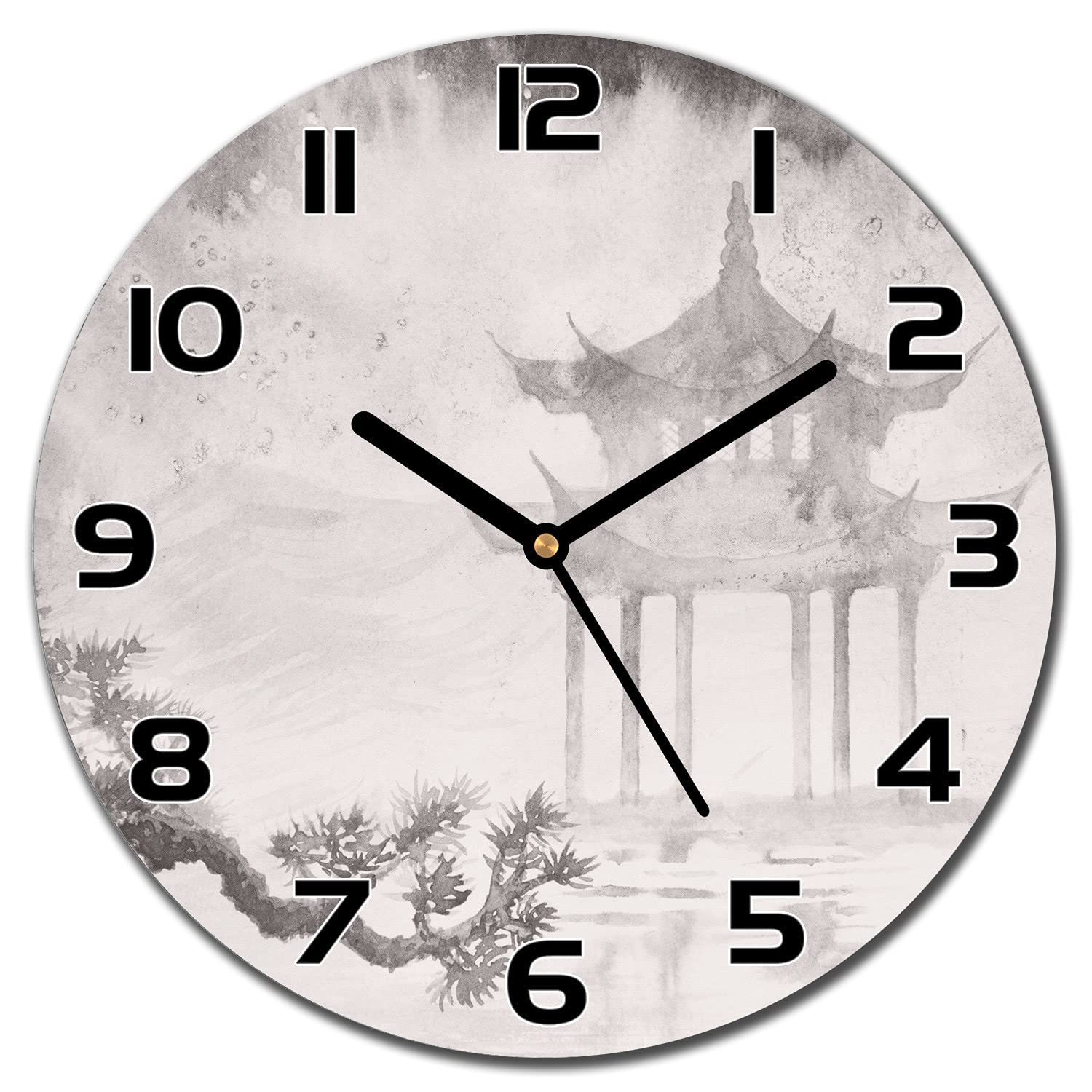 Horloge en verre murale cuisine Coloray 30 cm avec aiguilles noires