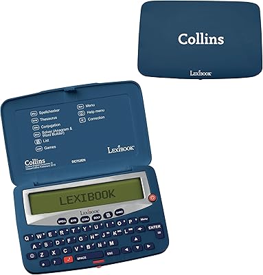 Lexibook DC753EN Electronic Pocket Spellchecker, Thesaurus, Crossword, Conjugation, Anagram Solver, Words Games, with Battery, BlueWhite