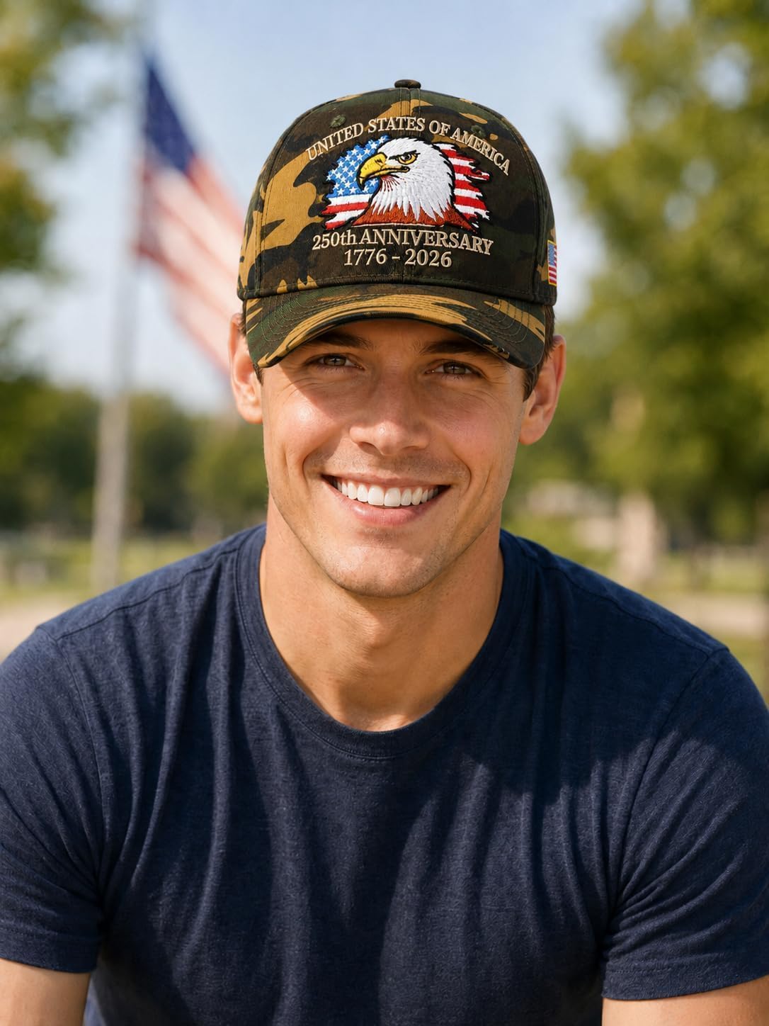 American 250th Anniversary Hat, Patriotic Eagle Embroidered Baseball Cap for Independence Day, Vintage Adjustable Unisex Cap
