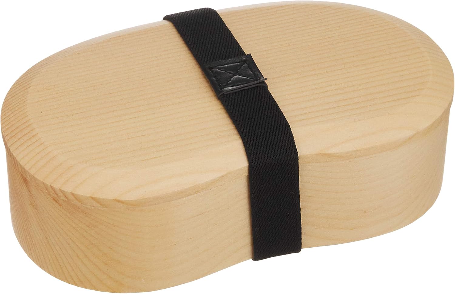 Iris Plaza BDH02A Bendowappa Bento Box, Bean Shape, Single Tier, With Band, Natural, 7.1 x 3.9 x 2.0 inches (18 x 10 x 5 cm)