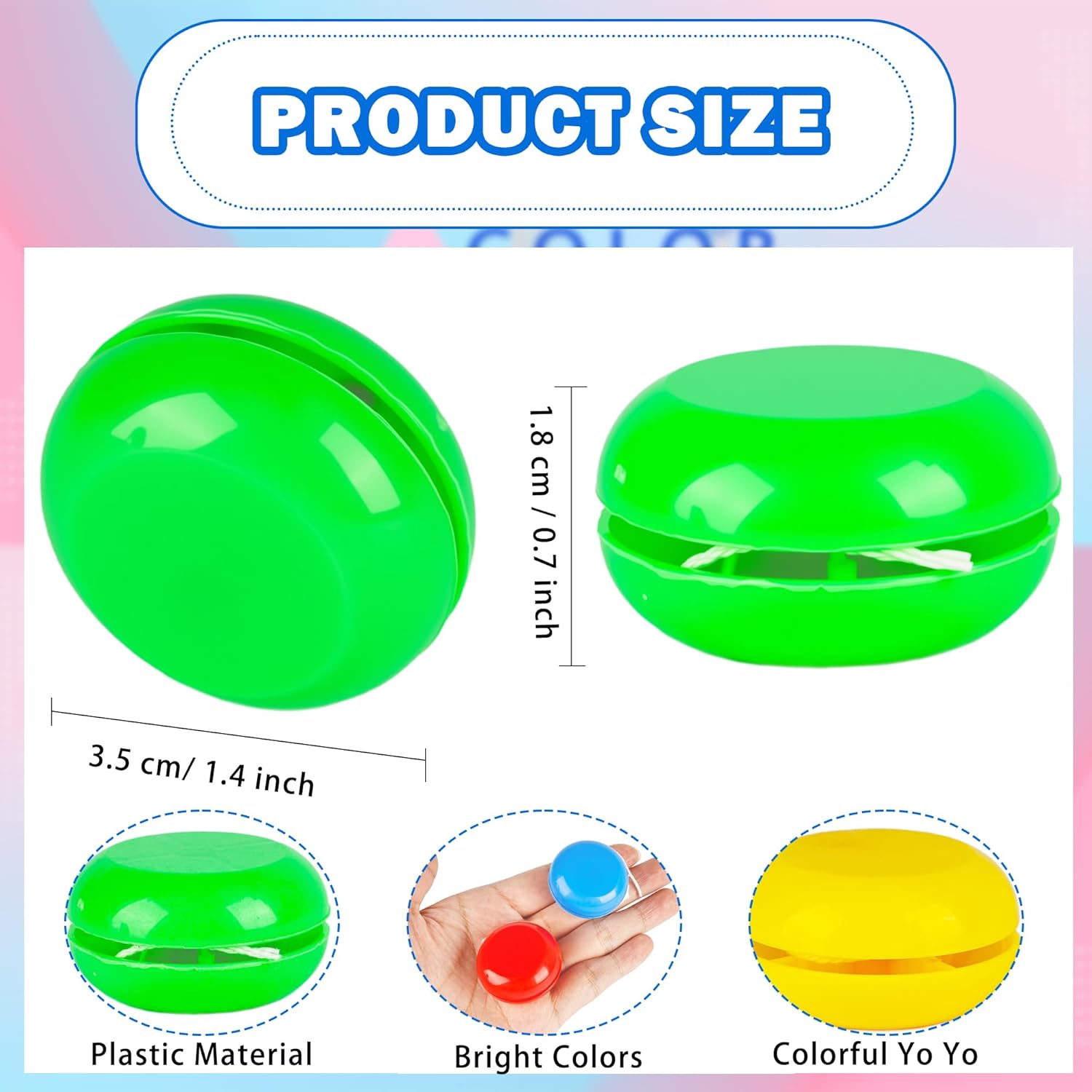 100 Pcs Mini Yo Yos Bulk 1.4 inch Plastic Beginner Yoyo Toys for Birthday Party Favors Classroom Rewards Carnival Prizes Goodie Bag Fillers, 4 Colors