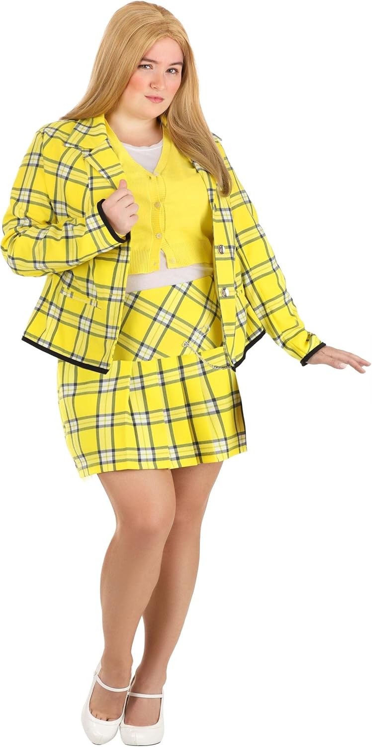 Authentic Clueless Cher Plus Size Costume for Women - 90s Movie Outfit with Blazer, Skirt, & Sweater