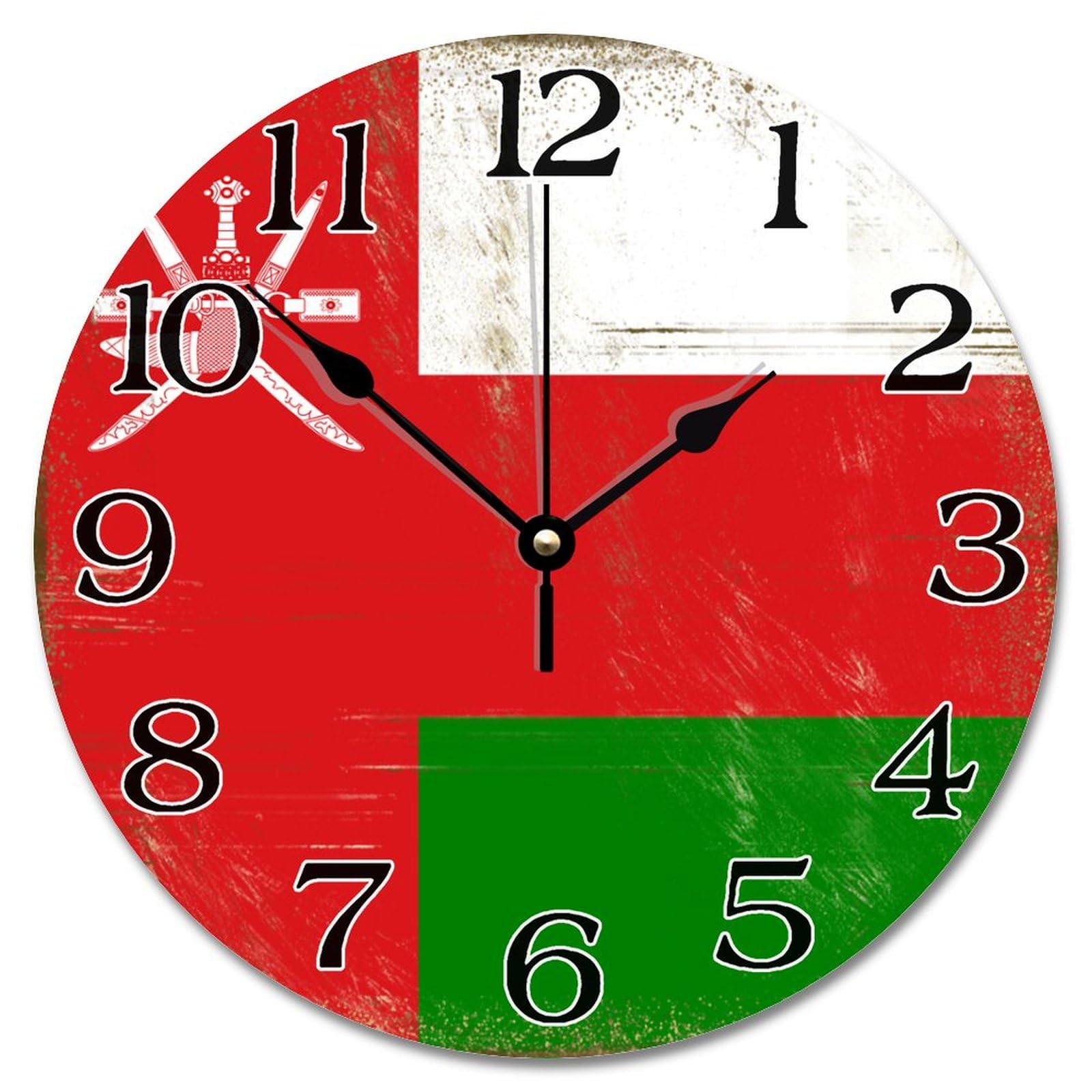 Horloge murale en bois de 38,1 cm Oman sans tic-tac de salon