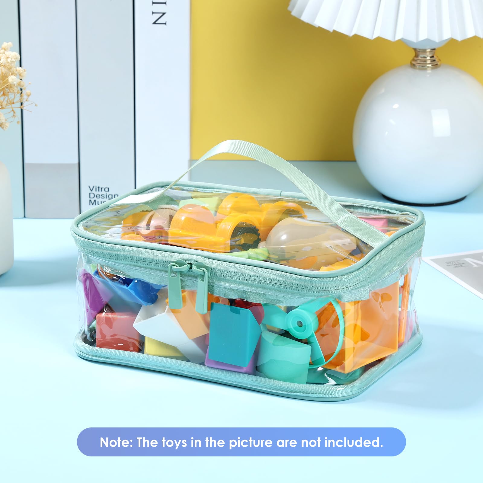 Cajas de Almacenamiento con Tapas, 3 Piezas, Juguetes, Libros, Bolsas, PVC Transparente, Organizador con Cremallera y asa, Juego de Mesa