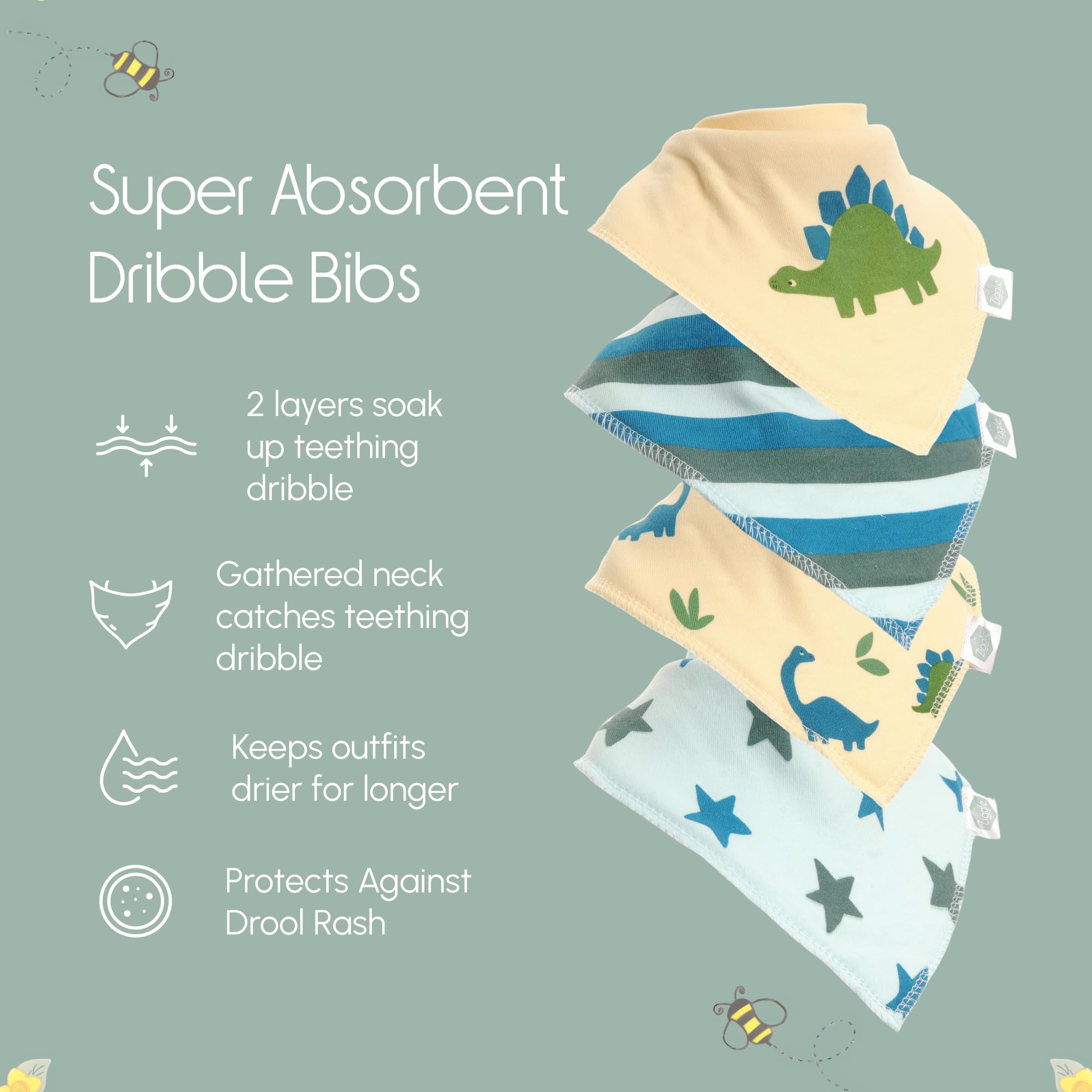 Bandana Dribble Bibs - Cotton Front Baby Bibs Newborn to 24 Months - Newborn Baby Gifts - Bibs For Comfortable Kids — view 4
