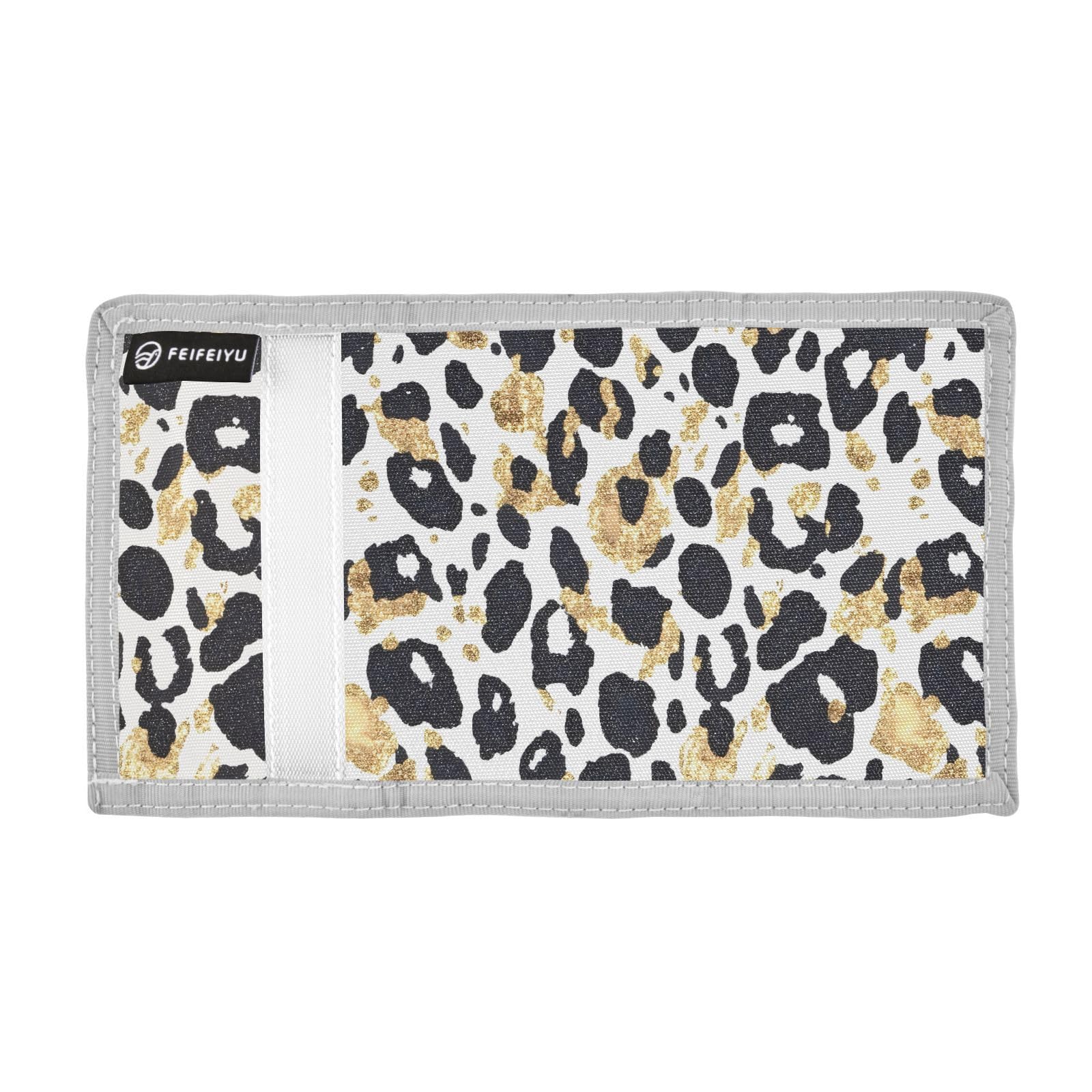 zyrtty Kids Wallets for Boys Girls Ages 4-18 Trifold, Leopard Print Gold Pattern Wallet with Zippered Coin Pocket and Card Holders, Novelty Wallet for Childrens Birthday Gifts