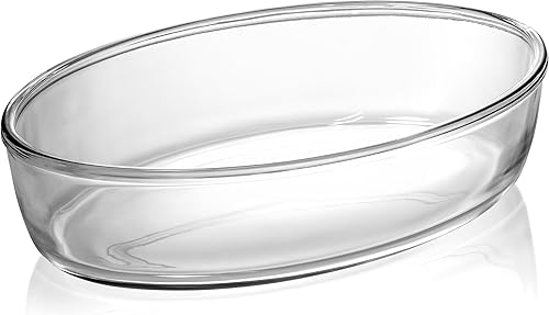 Red Co. Oven Basics - Bandeja ovalada de vidrio transparente para hornear, 1.6 cuartos de galón - 10 pulgadas x 7 pulgadas x 2 pulgadas x 2 pulgadas