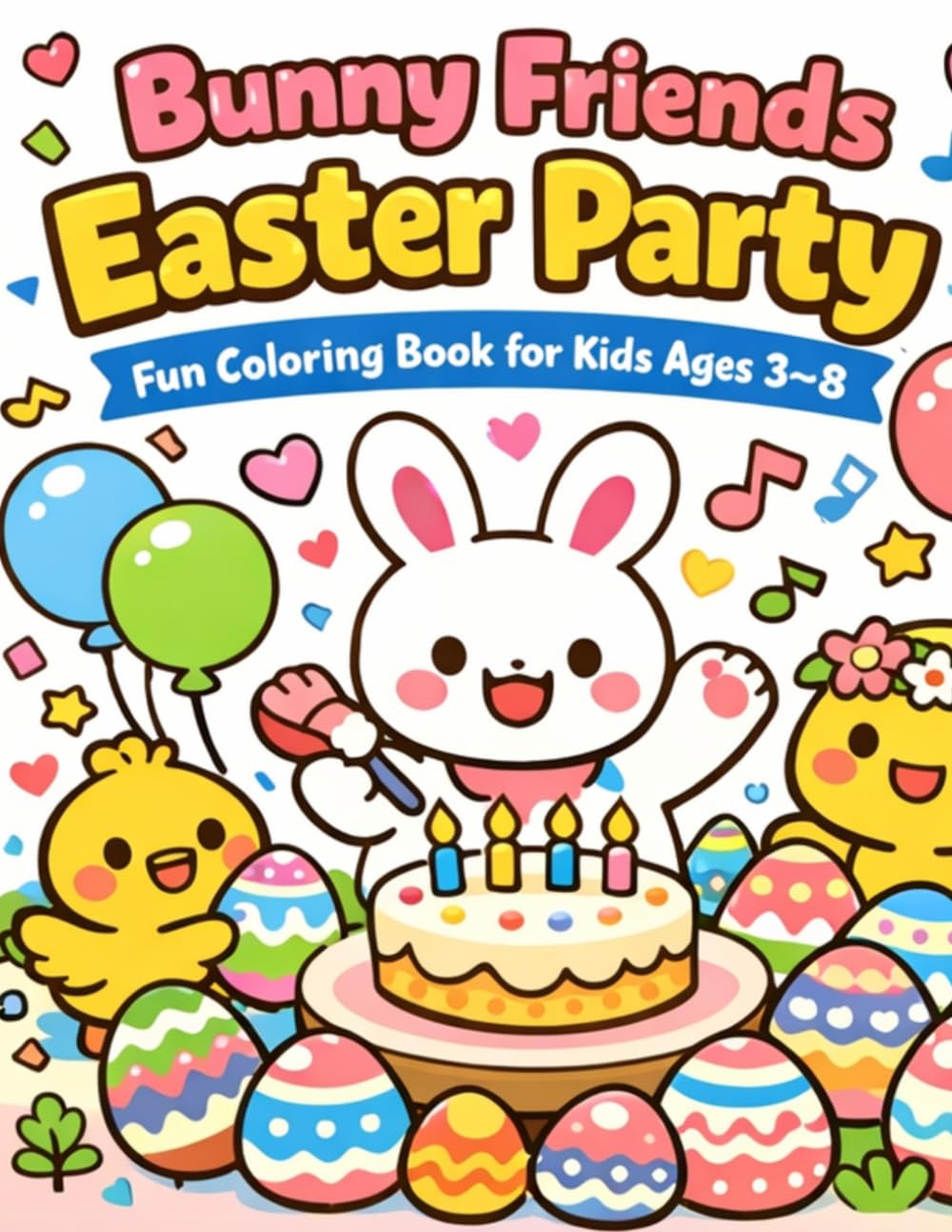 Bunny Friends Easter Party: Fun Coloring Book for Kids |Perfect for little artists to enjoy bunnies, chicks, and egg hunts | Ages 3–8 | 8.5x11 inches | 100 pages