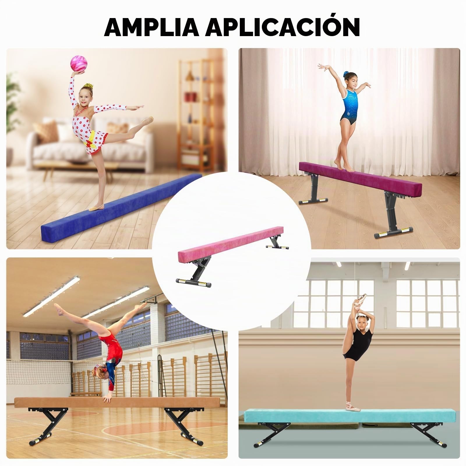 Barra de Equilibrio para niños, Plegable, 244 cm, 5 Alturas Ajustables, bajo, Barra de Equilibrio para casa, Entrenamiento en Interiores y Exteriores, con Pierna