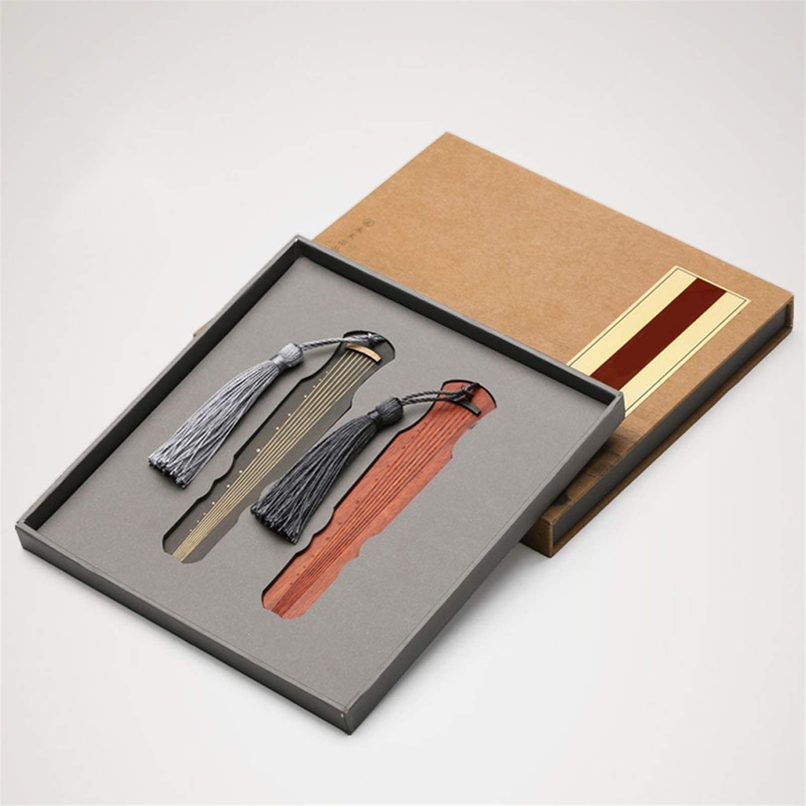 Śliczne Zakładki 2 Sztuk Chiński styl Mahogany Zestaw zakładek Guqin, Starożytne zakładki Tassel, Antyczne Tassel Creative Gift, Idealny prezent dla przyjaciół i rodziny Wyjątkowe Prezenty