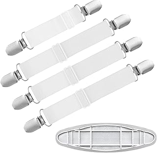 Ironing Board Cover Fasteners Binding 4 PC Elastic Straps Clips Keep Cushions From Sliding Sheet Fitted Suspenders Holders For Corners Couch Cover Stays Bands Garter Clamps Strap End Binding Tightener