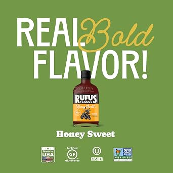 Rufus Teague Honey Sweet BBQ Sauce, Non-GMO, Gluten-Free, 15.25 oz, 1-Pack | Premium Barbecue Sauces, Award-Winning Flavor, Non-GMO, Pantry Staple, Perfect for Sharing, For Any Occasion, Cookout Ready