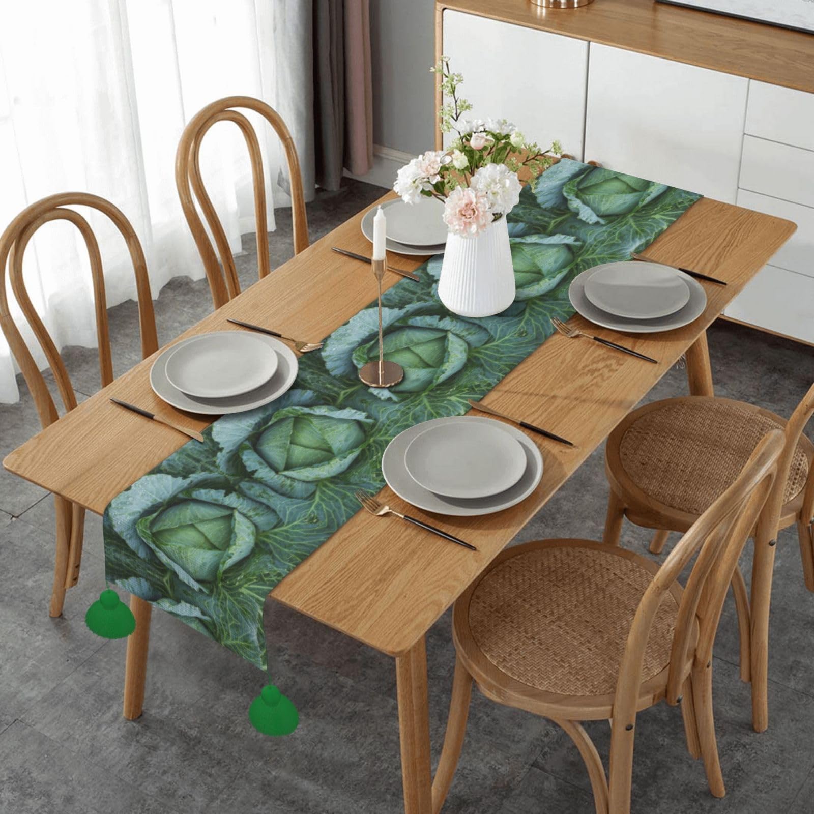 Chemin de table rustique pour salle à manger et cuisine de Noël