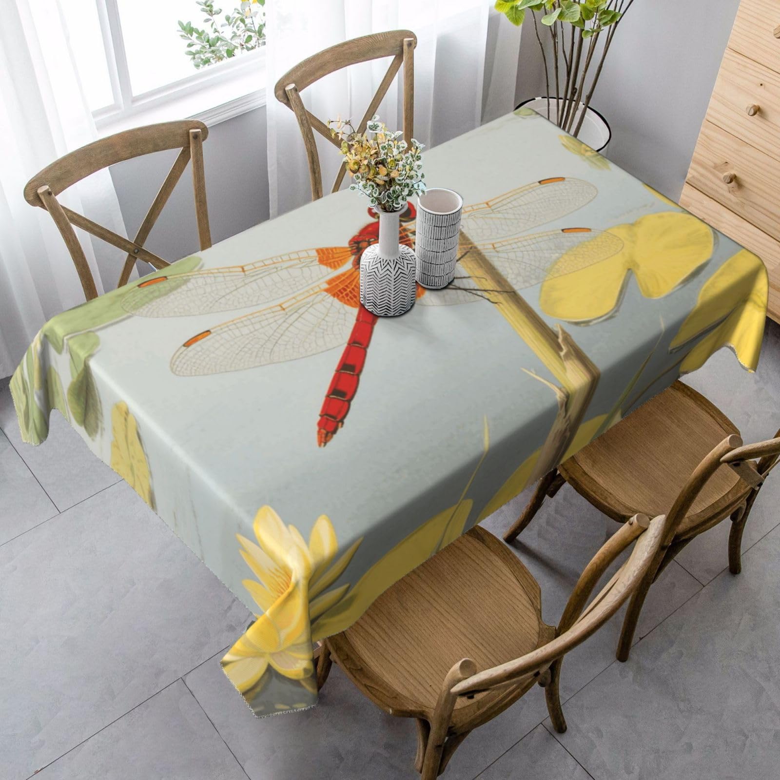 FekiLoot Dragonflies Rectangle Tablecloth 35x55 Inch, Washable Reusable Farmhouse Table Cloths Wrinkle Free and Spillproof Kitchen Dinning Table Cover for Party Wedding Picnic Home Decor Tablecloths