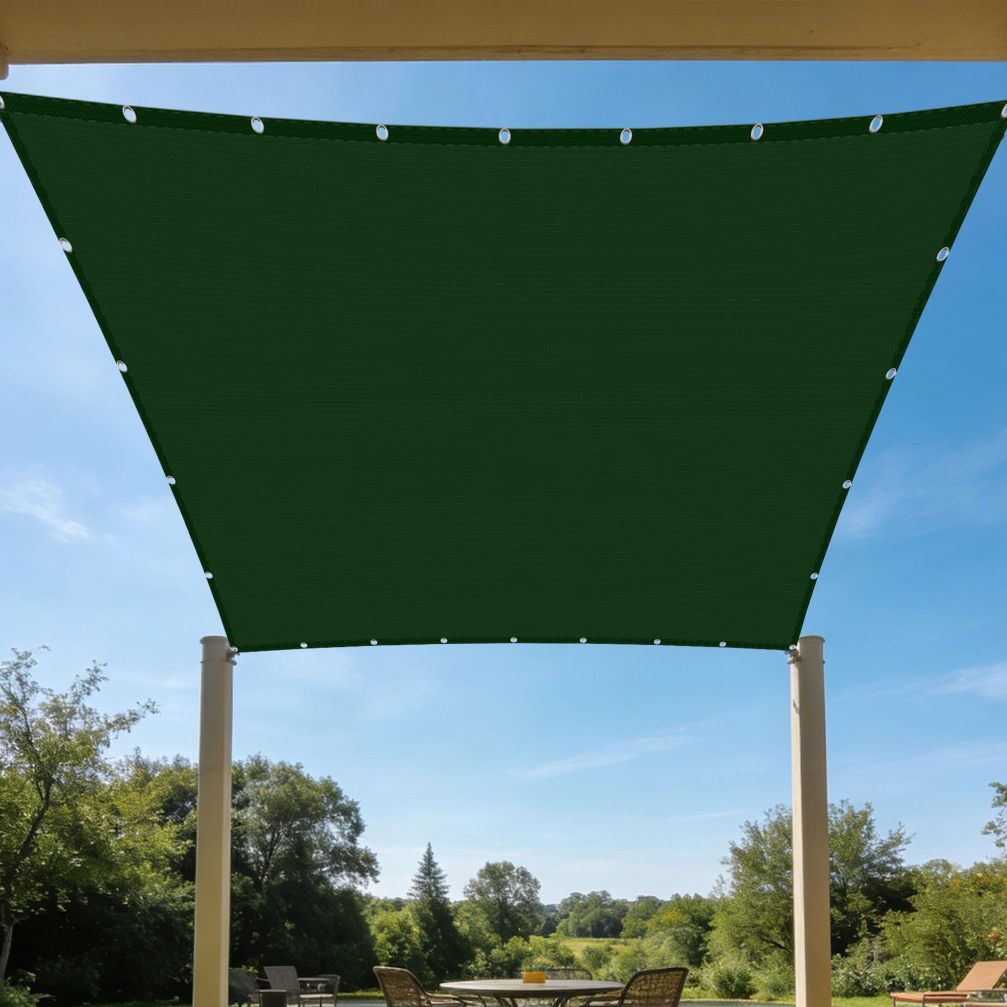 Voile d'ombrage 7 x 7.5 m pour aménager un salon de jardin ombragé et frais