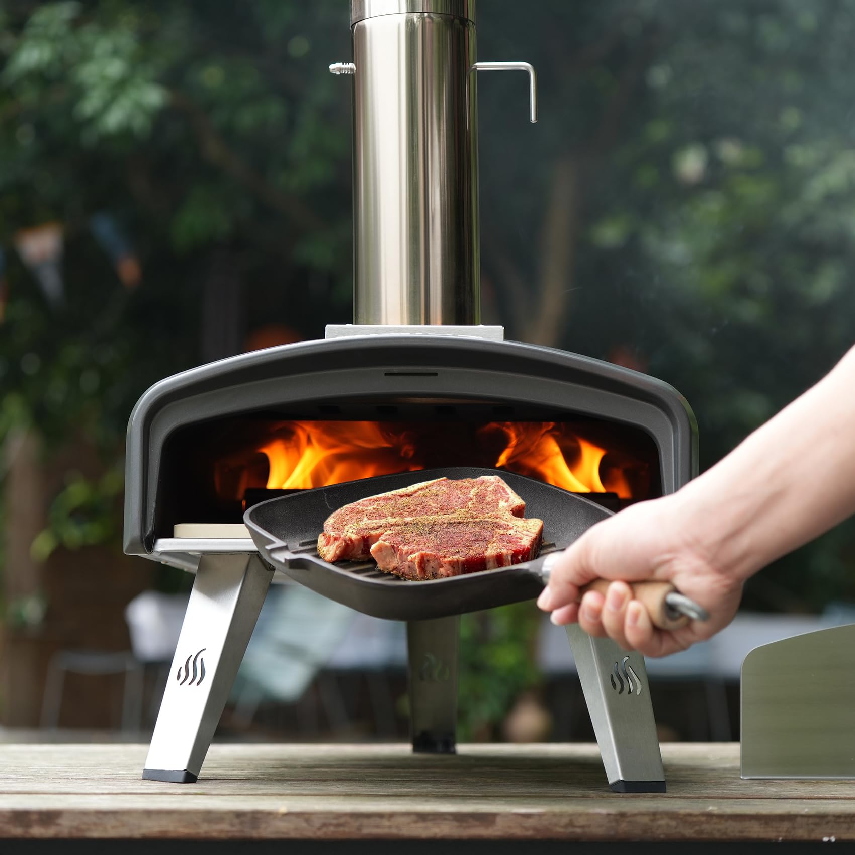 Forno per Pizza da Esterno a Legna e Carbonella, Pizzaiolo Portatile per Giardino