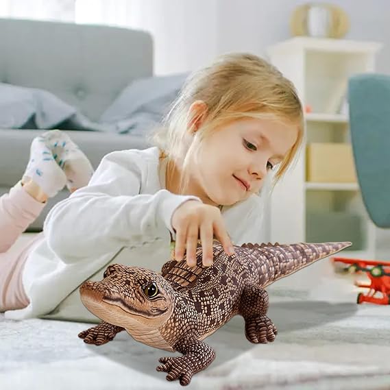 Alligator Plush Toy – Large Jumbo Crocodile Stuffed Animal, 39.4 Inch Lifelike Soft Plushie for Boys Girls Kids Room Decor, Brown