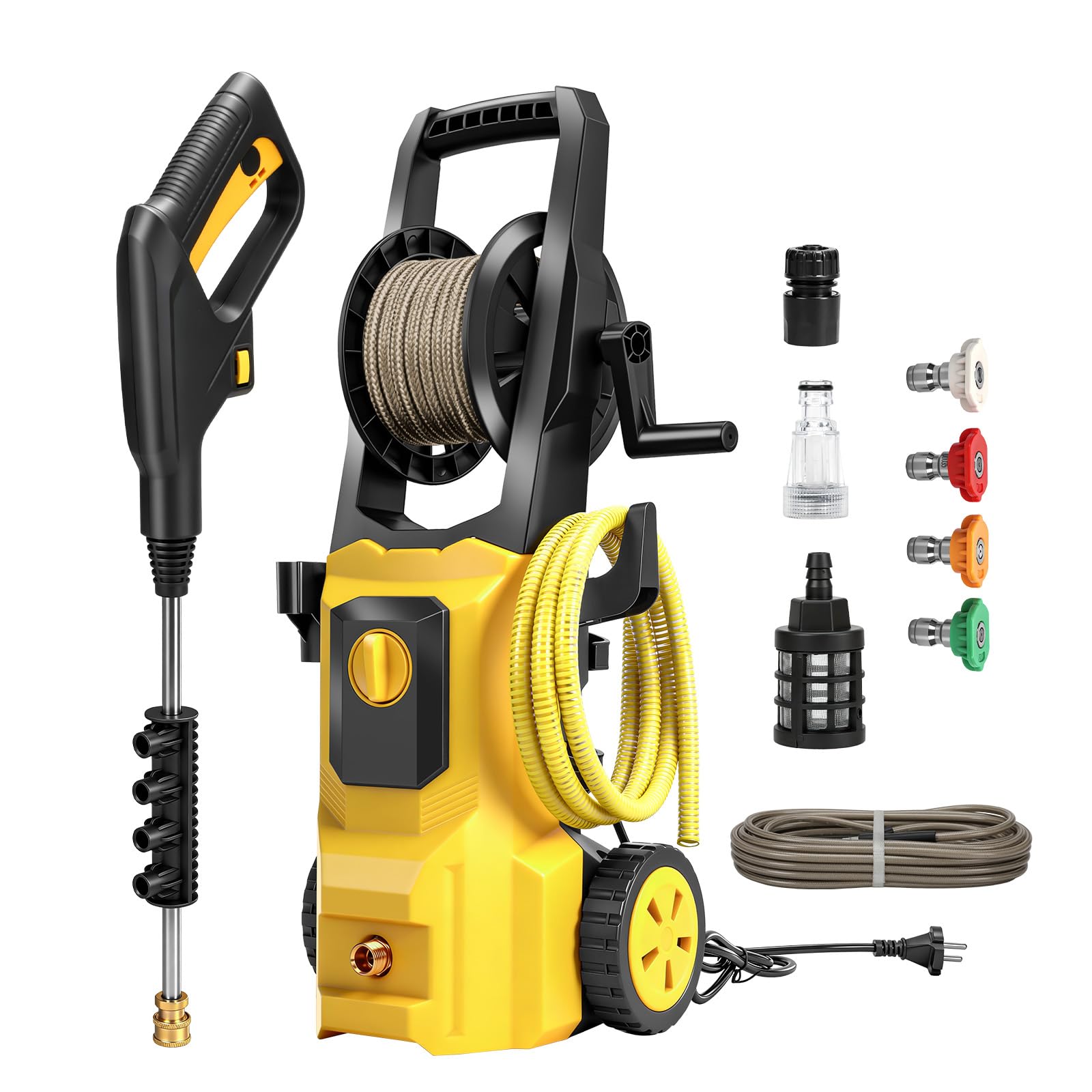 Idropulitrice ad alta Pressione, Pressione di lavoro 80 bar, portata 300 l/h, Idropulitrice portatile con ugello regolabile, per auto, recinzioni, terrazze, incl. tubo da 10 m