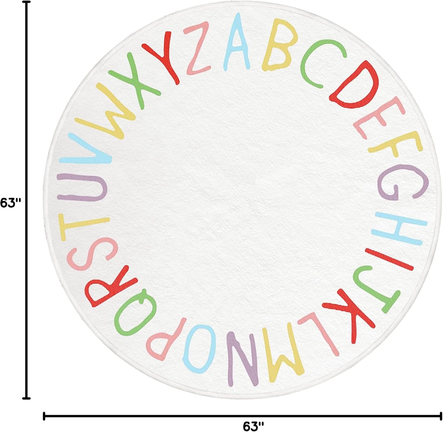 SHIPKEY Round Rug, Round Play Rug for Kids, Colored Alphabet Nursery Area Rugs, Kids Bedroom Rugs, Non-Slip Mat, Carpet for Living Room (5.3 feet)
