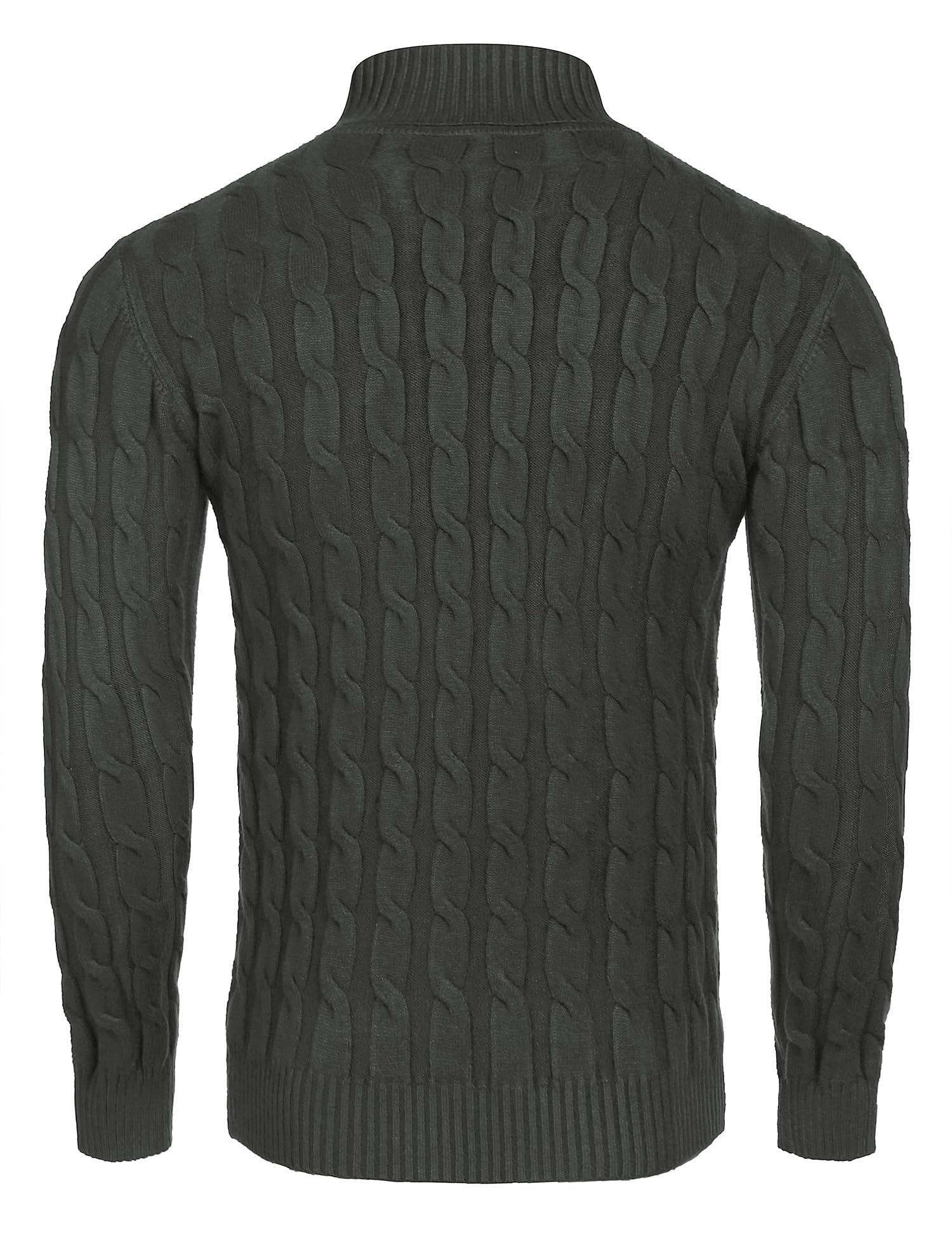 Coofandy Men's Slim Fit Turtleneck Sweater Casual Twisted Knitted Pullover Sweaters (XX-Large, Charcoal Grey)