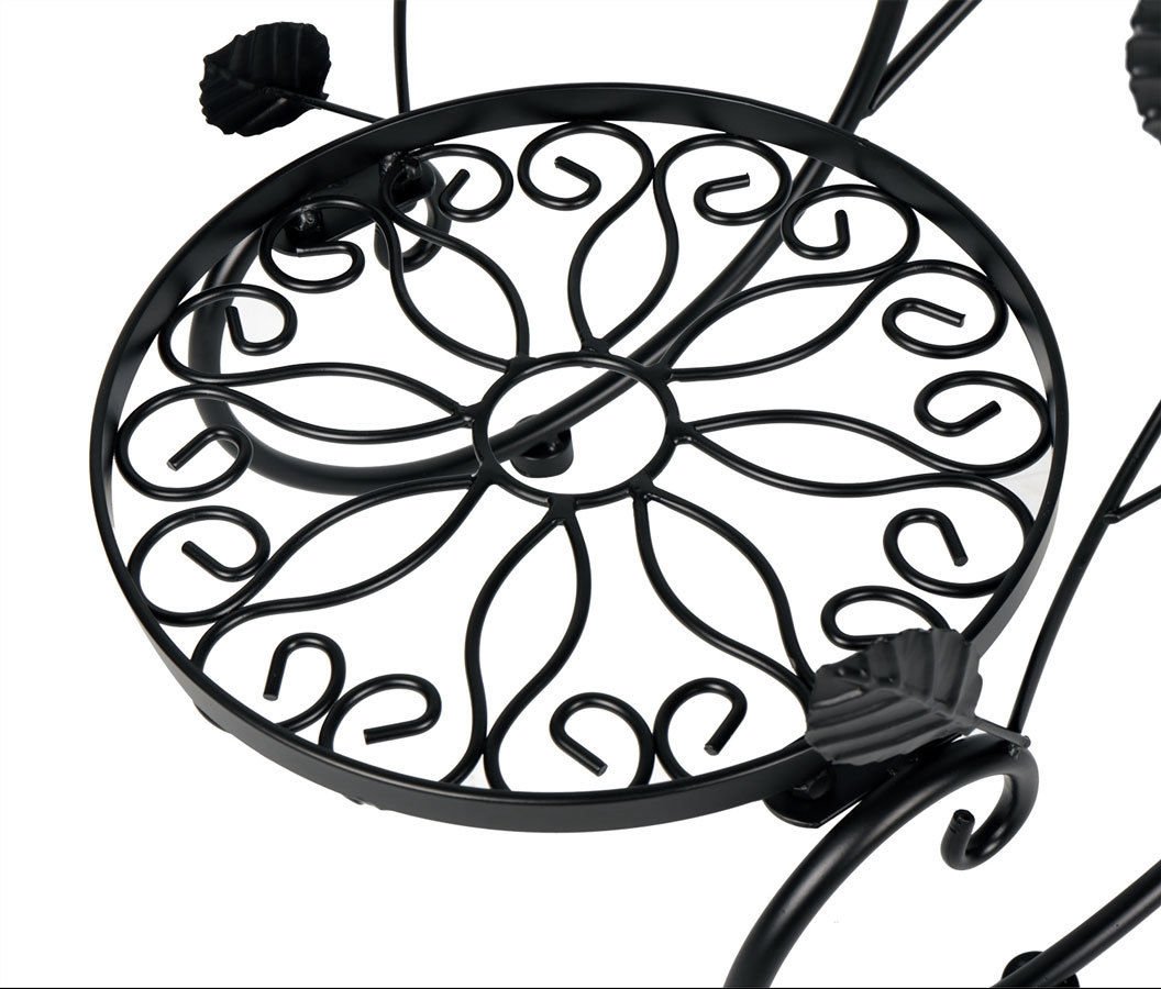 HAHAHA Portafiori S da Giardino, Portafiori Fioriera Decorativa, 3 Vasi, 60 x 26 x 64 cm, Nero, Metallo, Resistente alle Intemperie
