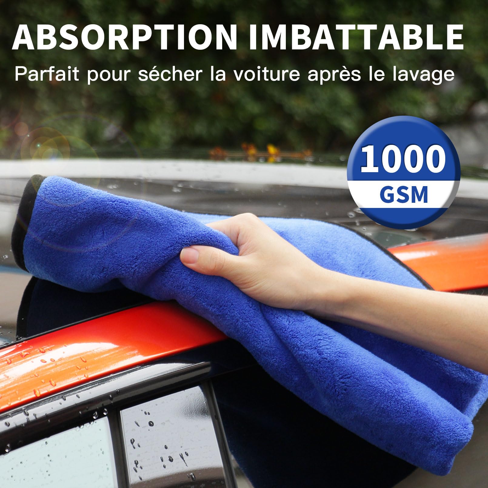 Luxshield Lot De 2 Chiffons En Microfibre De Qualité Supérieure Pour Sécher La Voiture - 1200 G/m² - Chiffon De Polissage En Microfibre - 40 X 40 Cm - Gris