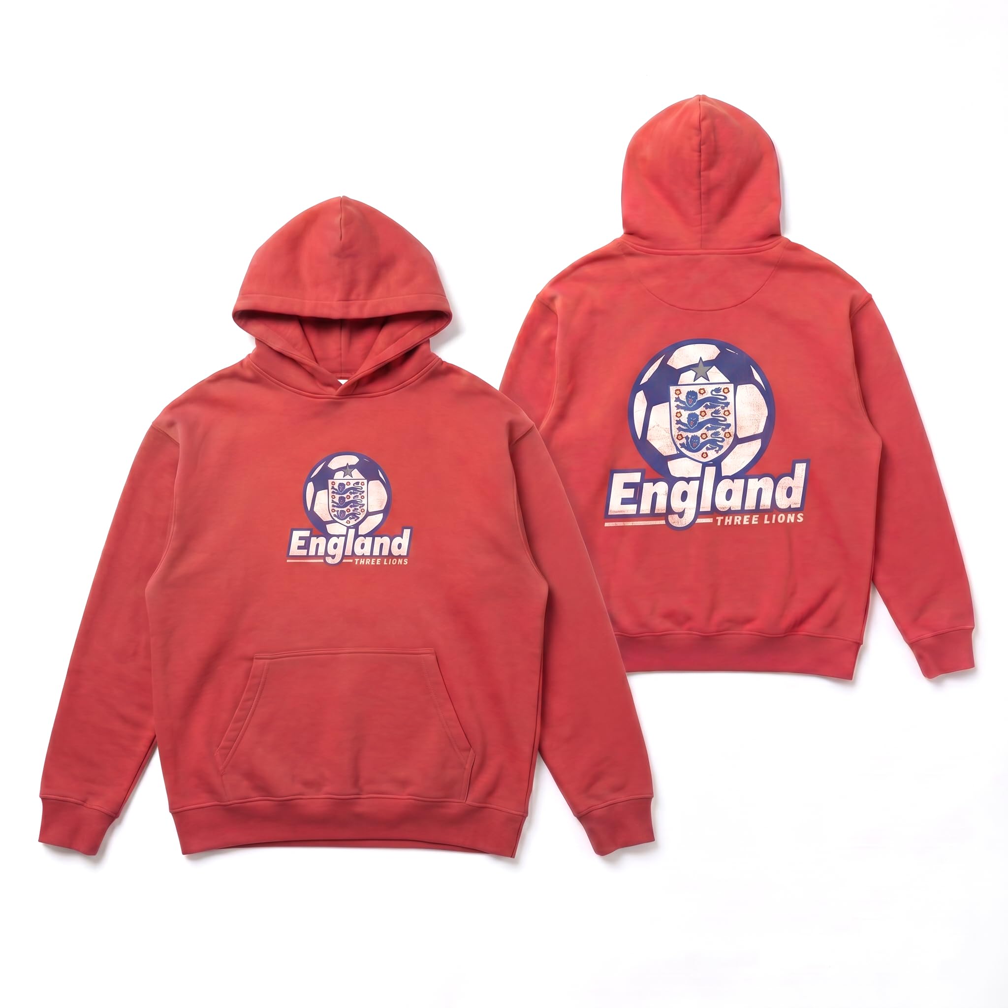 Outerstuff Men's England Football Three Lions Graphic Hoodie, Red, S