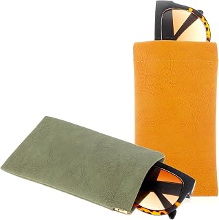 Soft Leather Sunglass Pouch, Portable Squeeze Top Eyeglass Case Travel Sunglasses Bag Glasses Storage Pouch Eyewear