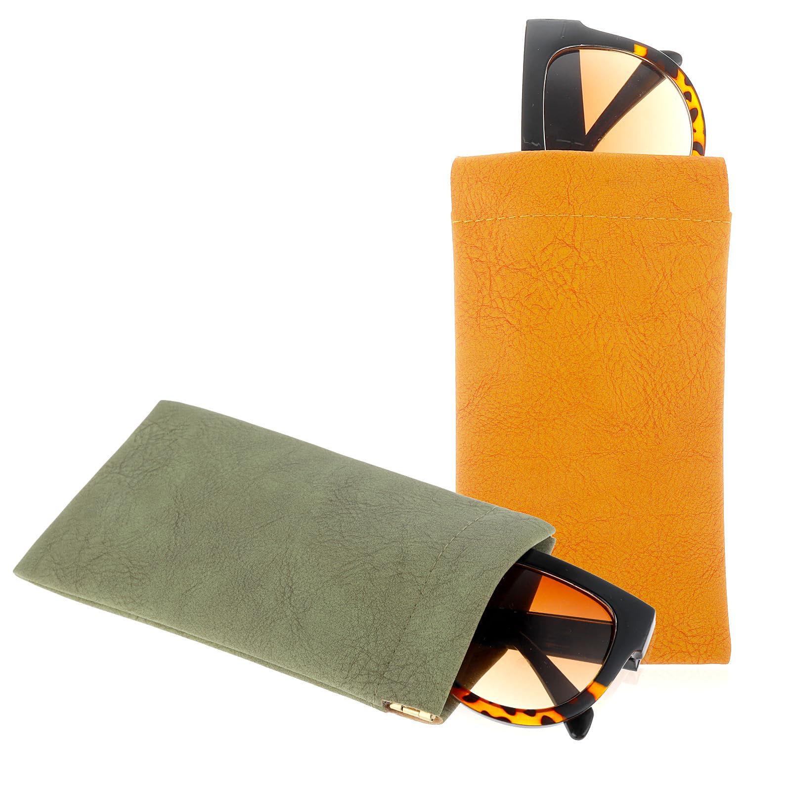CobeeBolsa de cuero suave para gafas de sol, portátil para gafas, bolsa de viaje para gafas de sol, bolsa de almacenamiento para gafas